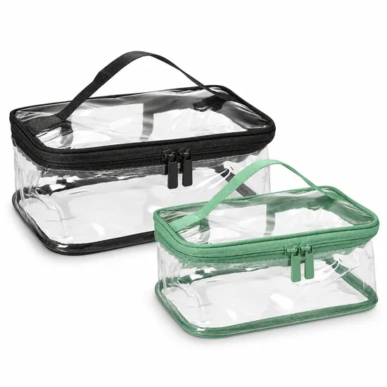 Custom Transparent PVC Cosmetic Travel Bag with Zipper and Soft Handle