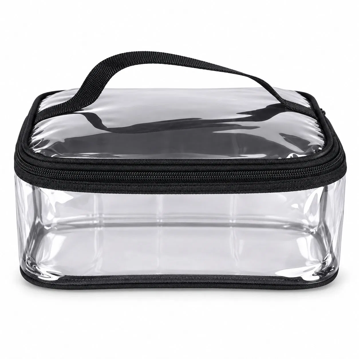 Custom Transparent PVC Cosmetic Travel Bag with Zipper and Soft Handle