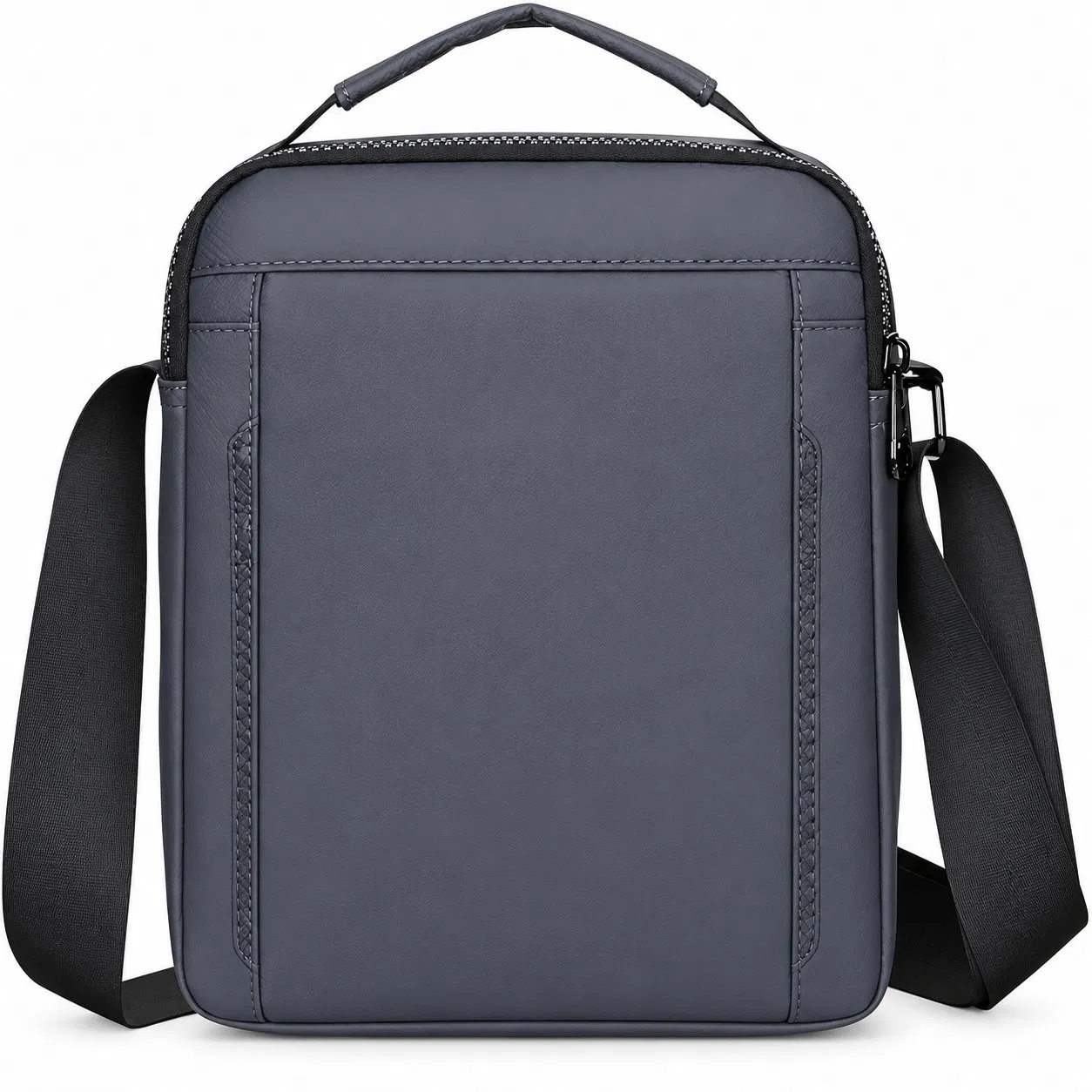 Custom Blue Nylon Crossbody Messenger Bag with Front Pockets and Hidden Storage
