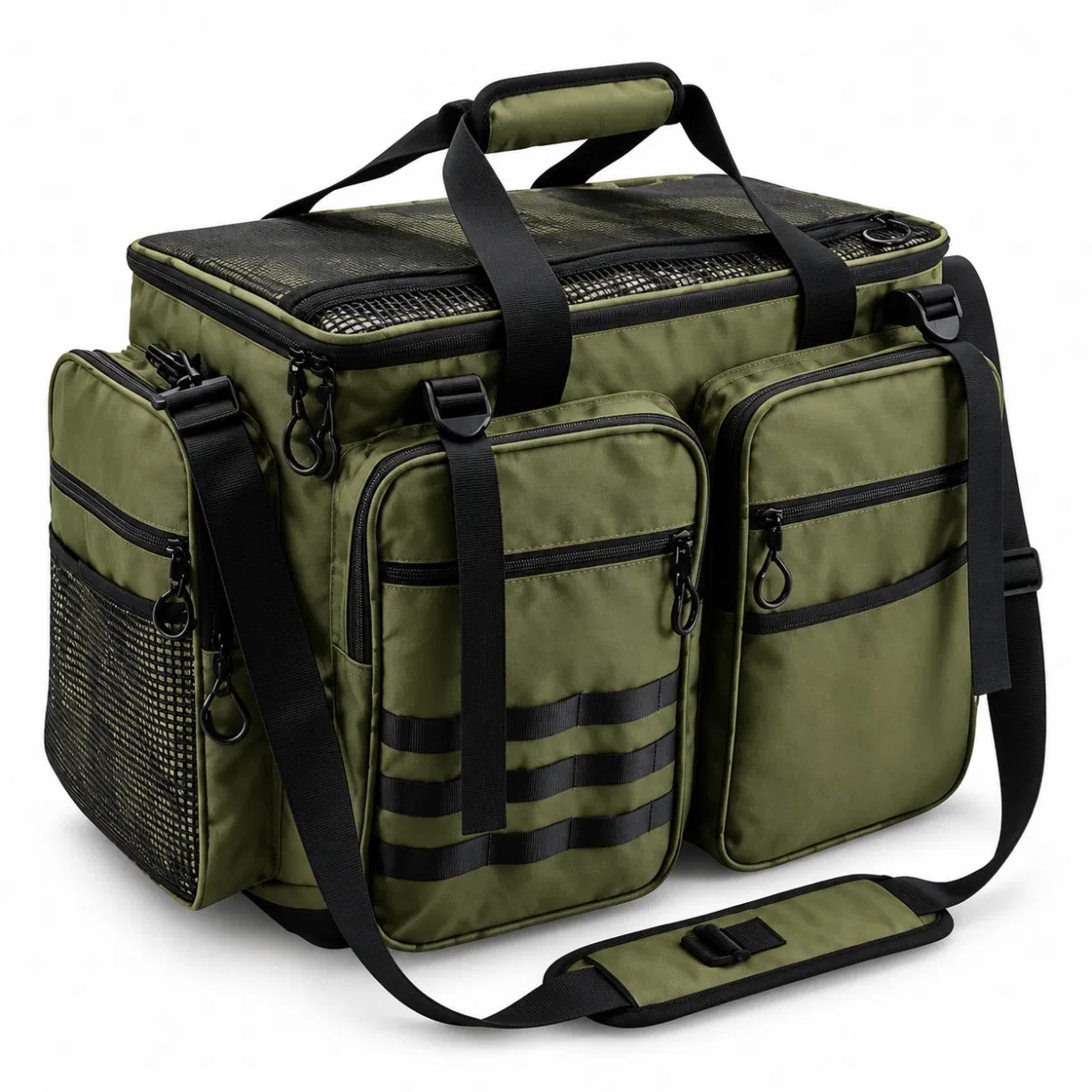 Custom Fishing Tackle Storage Bag with Zipper and Multiple Compartments