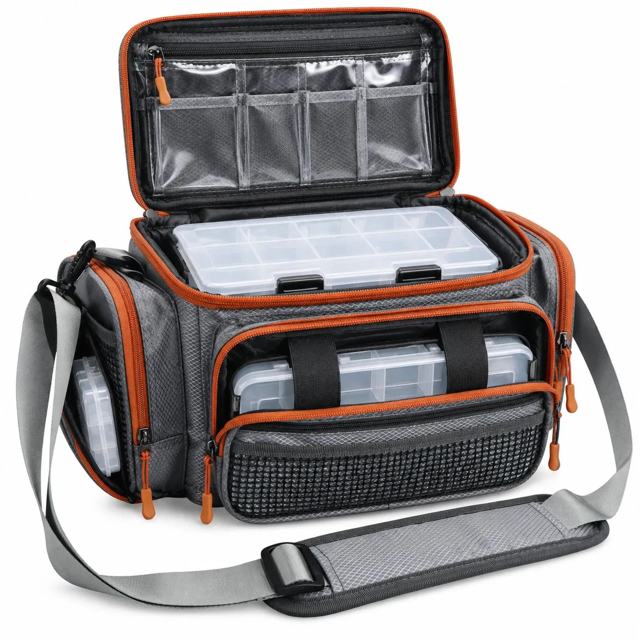 Custom Fishing Tackle Storage Bag with Zipper and Multiple Compartments