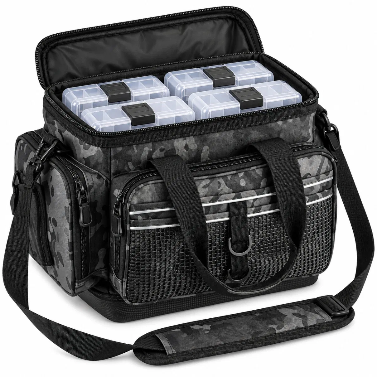 Custom Fishing Tackle Storage Bag with Zipper and Multiple Compartments
