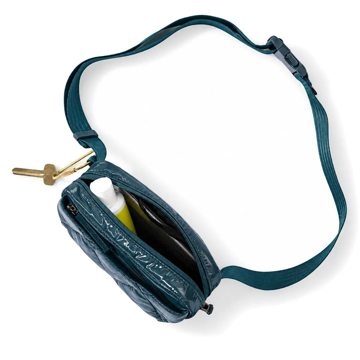 Custom Quilted Polyester Crossbody Belt Bag with Adjustable Detachable Strap