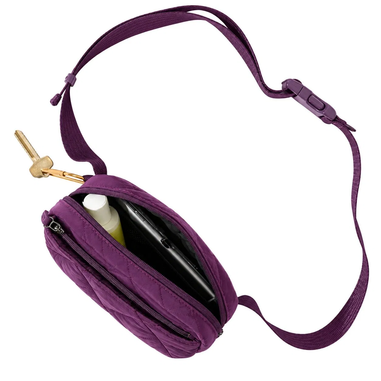 Quilted Puffy Crossbody Belt Bag with Adjustable Detachable Strap