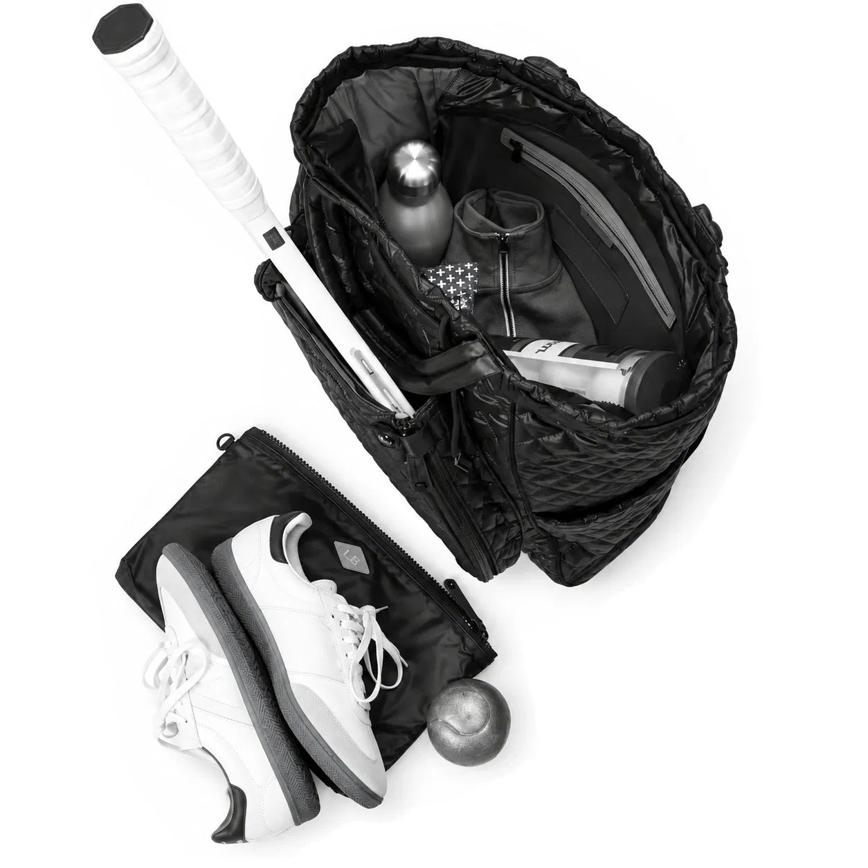 Custom Quilted Nylon Tennis Racket Bag with Removable Shoulder Strap