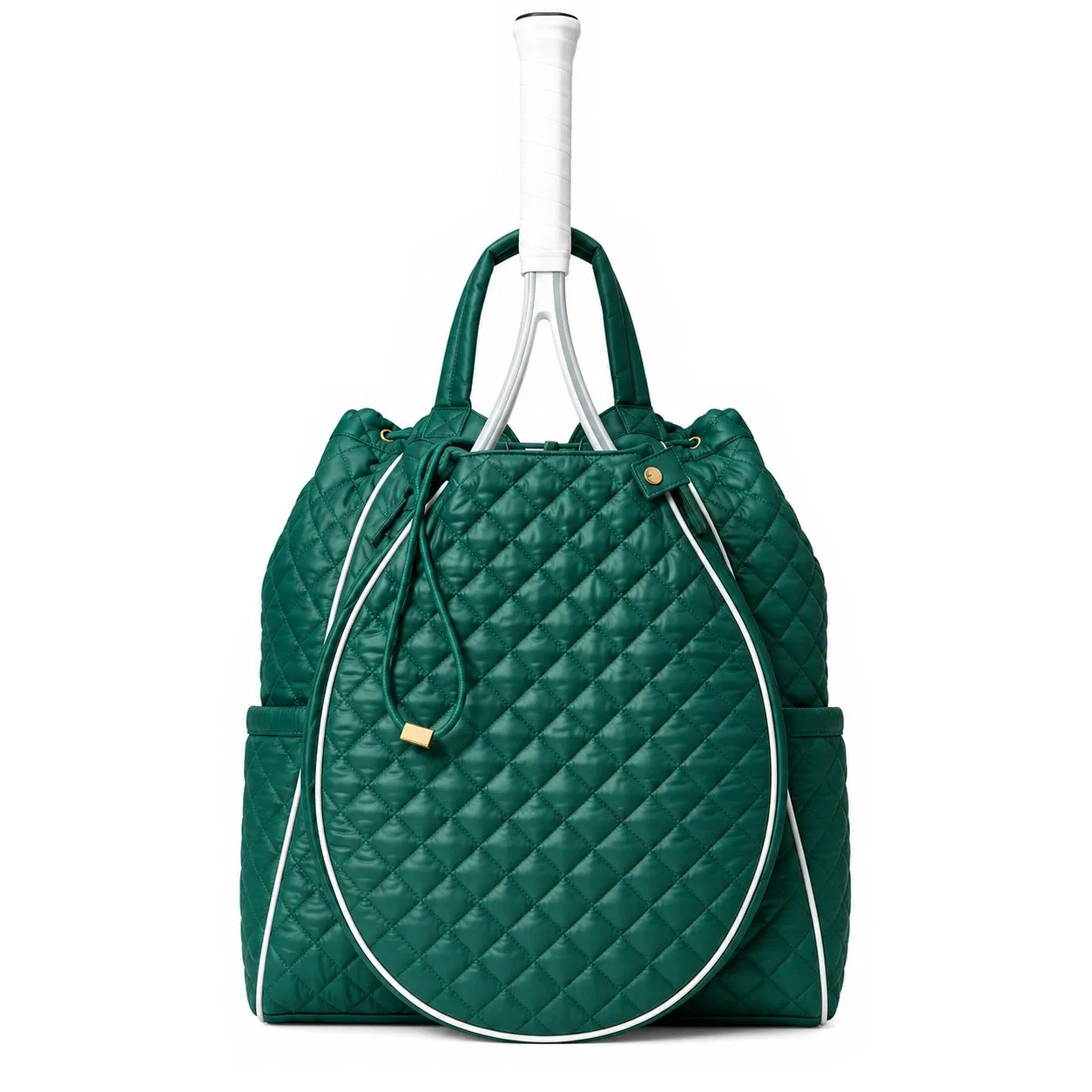 Custom Quilted Nylon Tennis Racket Bag with Removable Shoulder Strap