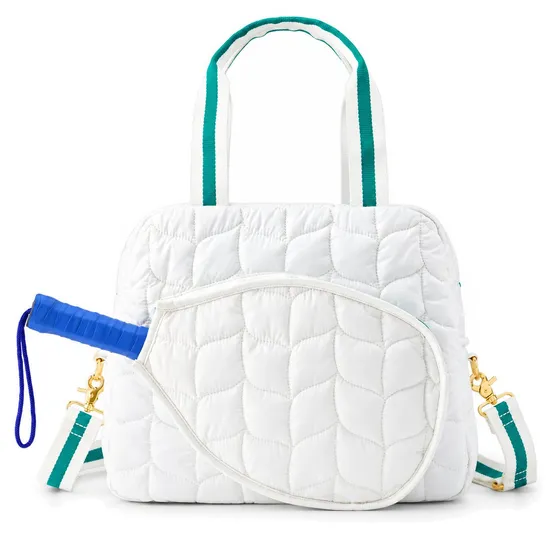 Custom Quilted Pickleball Racket Tote Bag with Removable Shoulder Strap