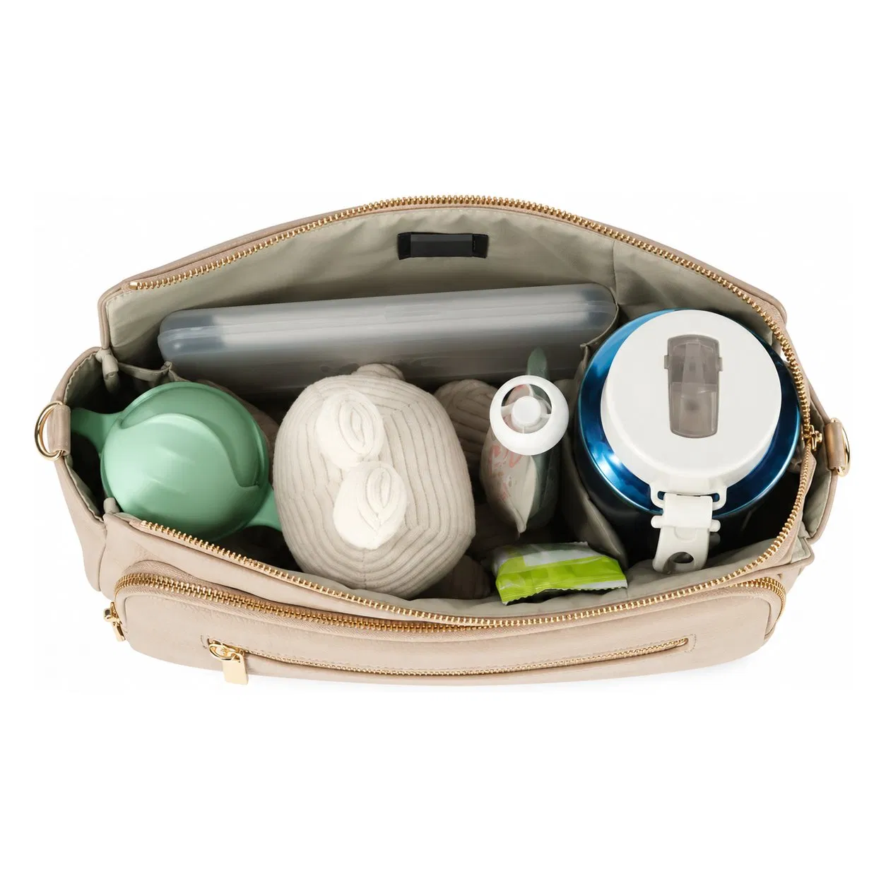Custom Leather Stroller Organizer Diaper Bag with Zipper Closure