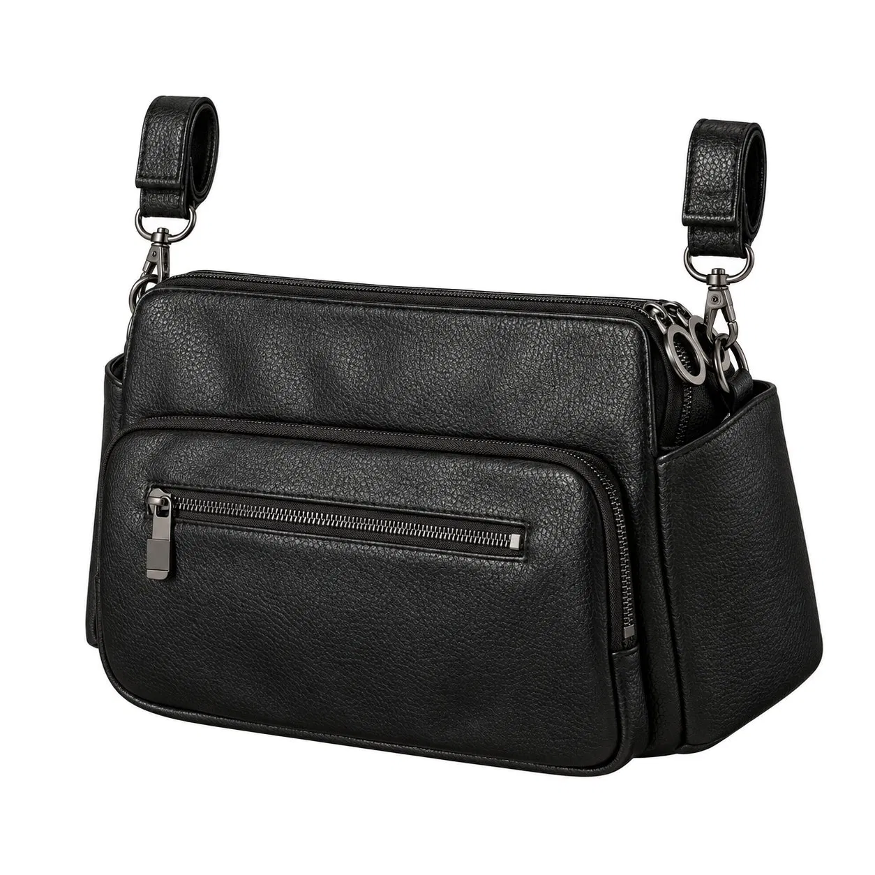 Custom Leather Stroller Organizer Diaper Bag with Zipper Closure