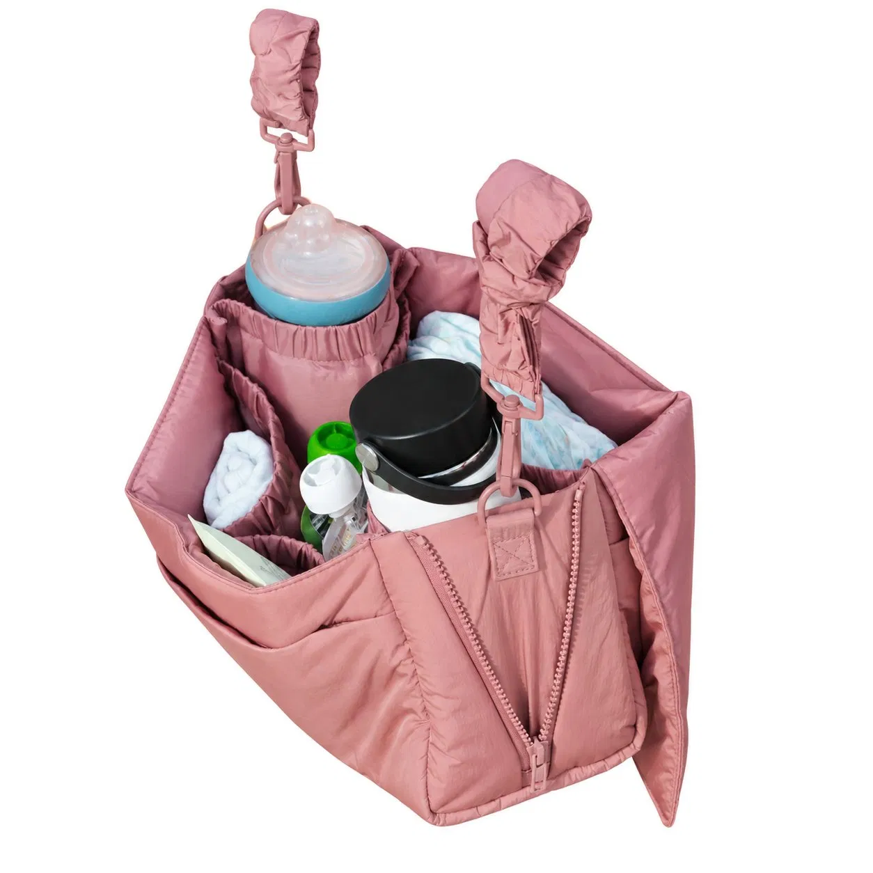 Custom Puffy Nylon Stroller Organizer Diaper Bag for Travel