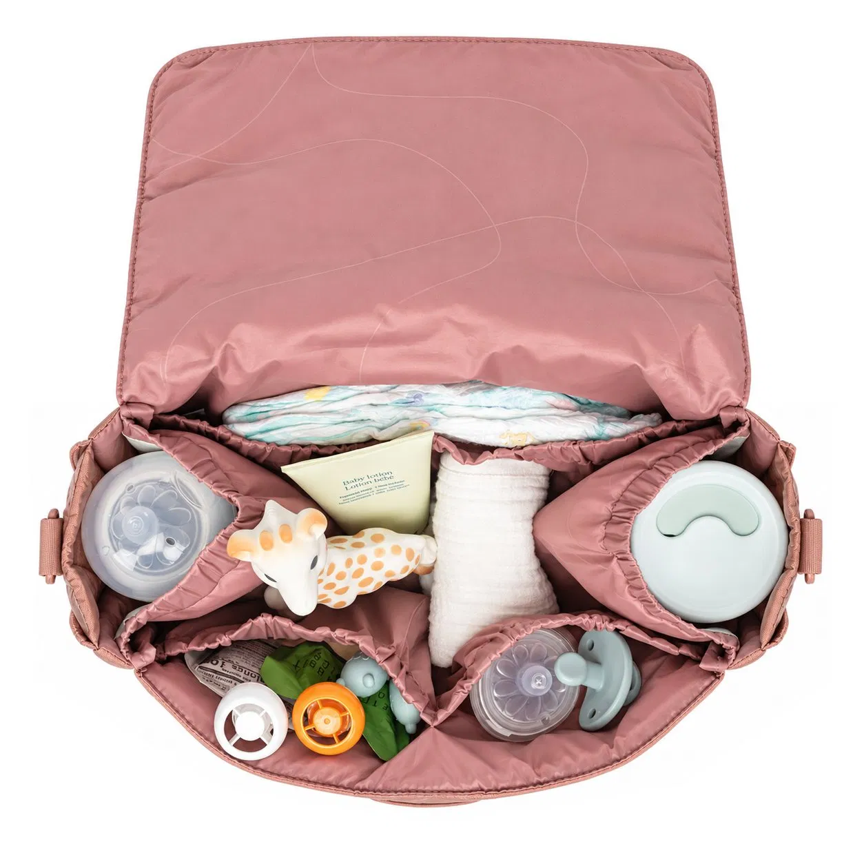 Custom Puffy Nylon Stroller Organizer Bag with Adjustable Crossbody Strap
