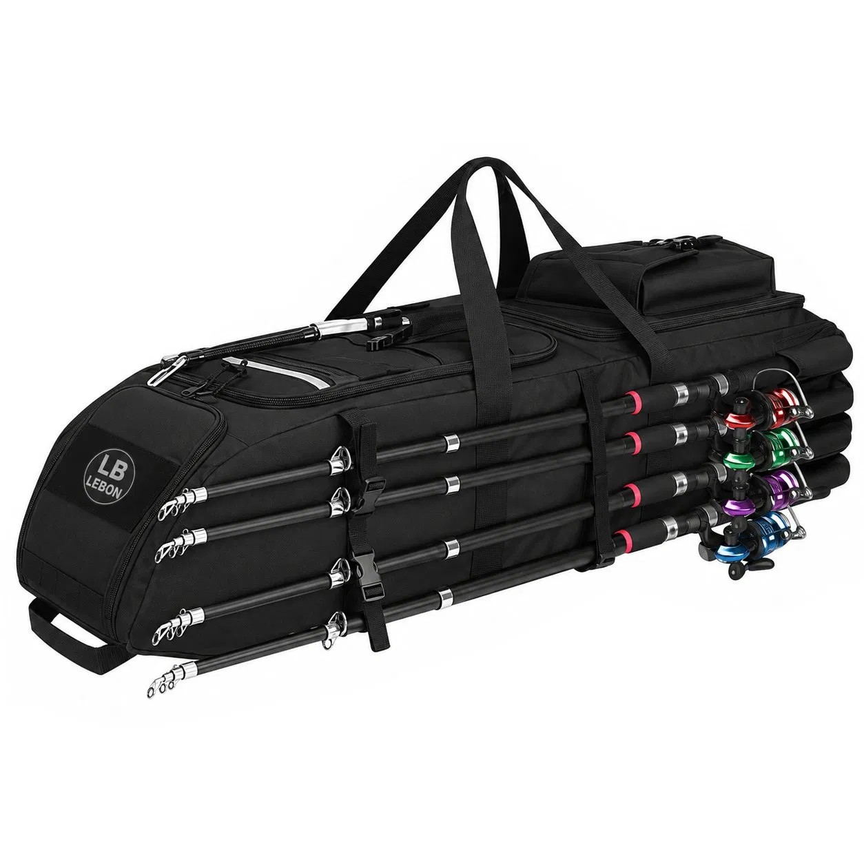 Custom Fishing Rod Backpack with Eight Rod Holders and Zipper Storage