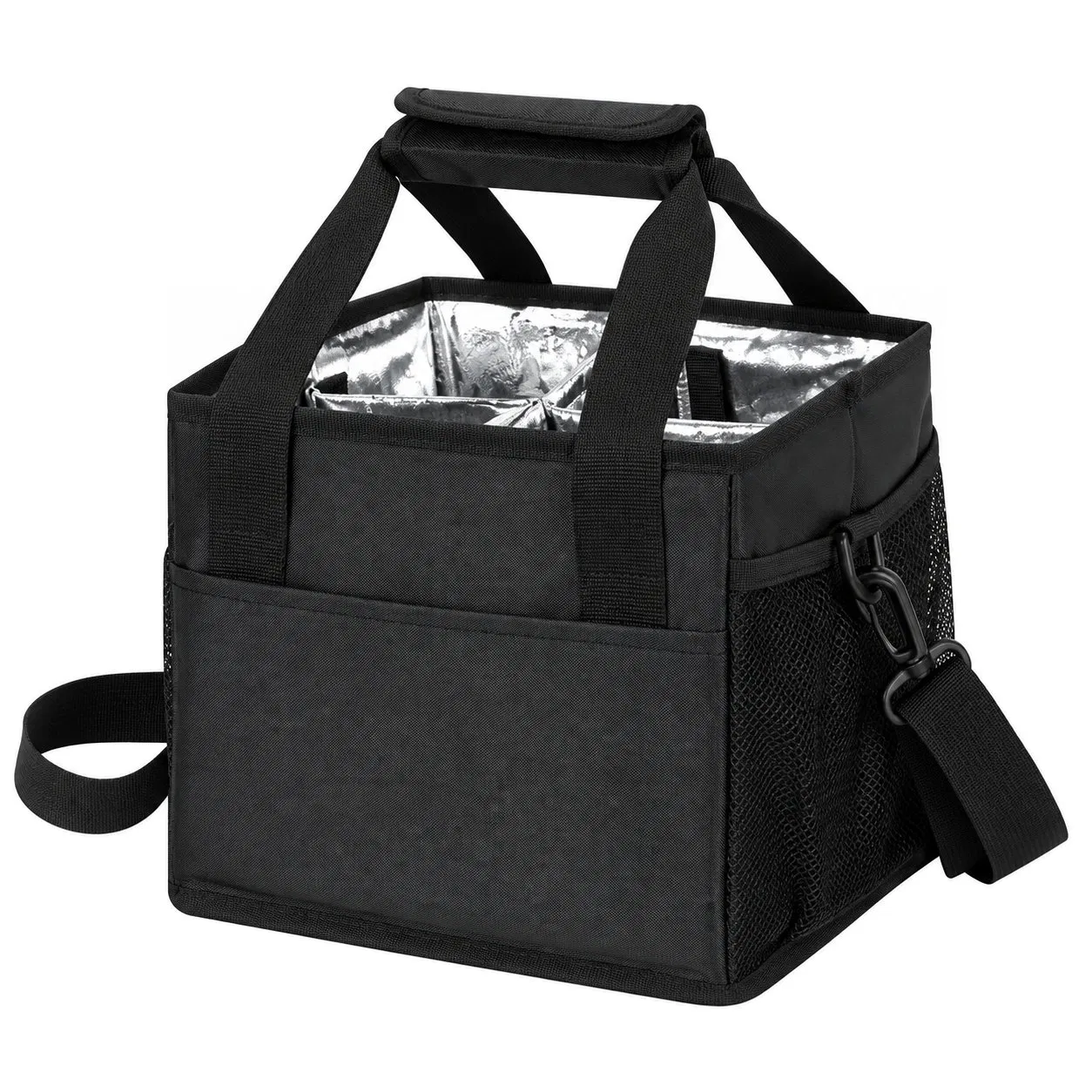 Custom Four Compartment Polyester Drink Cooler Carrier Tote Bag