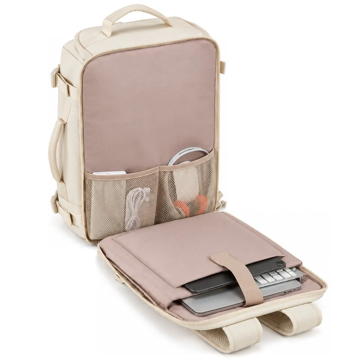 Custom Polyester Travel Backpack with Shoe Storage and Zipper Closure