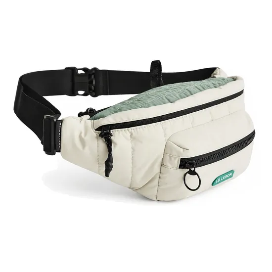 Custom Puffy Nylon Waist Belt Bag with Zipper for Running and Daily Use