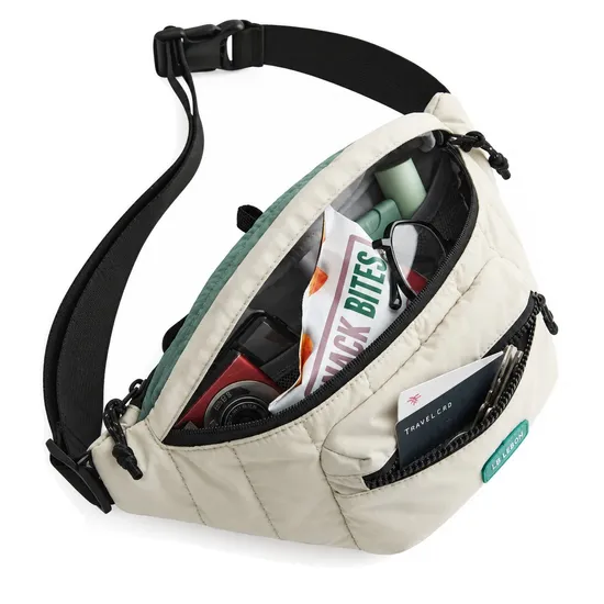 Custom Puffy Nylon Waist Belt Bag with Zipper for Running and Daily Use