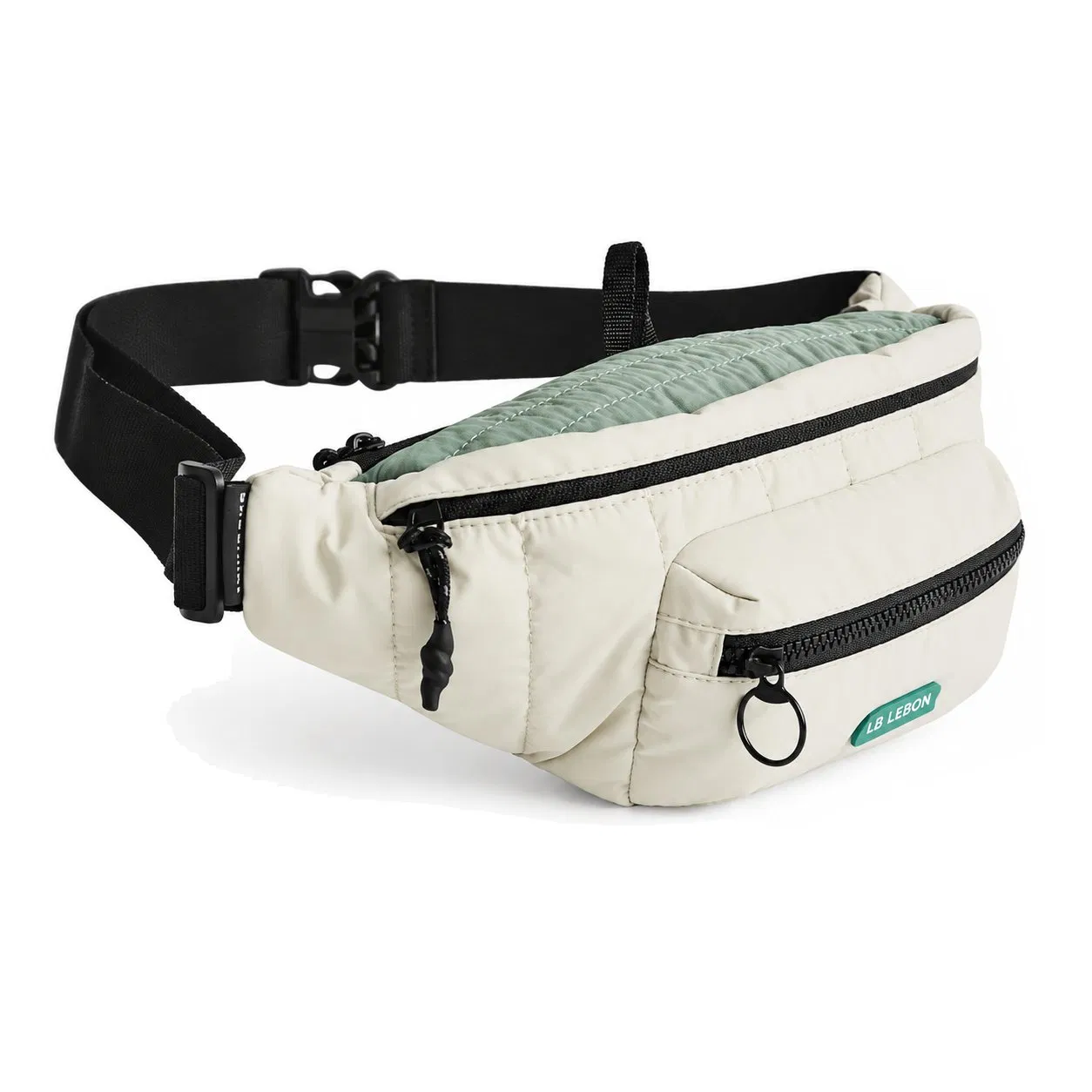 Custom Puffy Nylon Waist Belt Bag with Zipper for Running and Daily Use