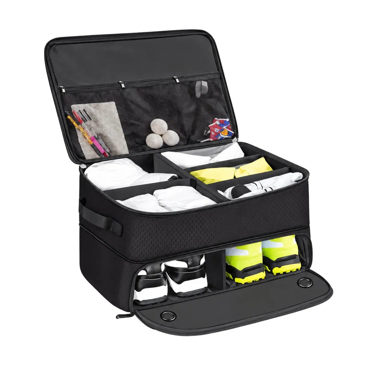Custom Golf Trunk Organizer Storage Bag with Shoe Compartments for Car Travel