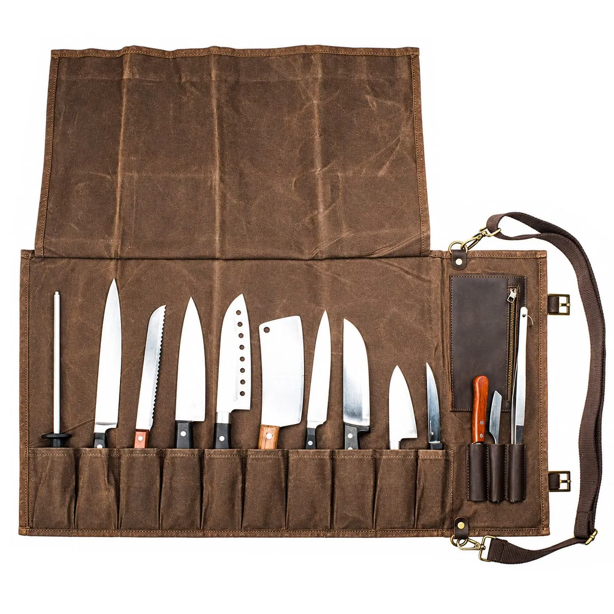 Custom Canvas Chef Knife Roll Storage Bag for Kitchen Tools and Travel