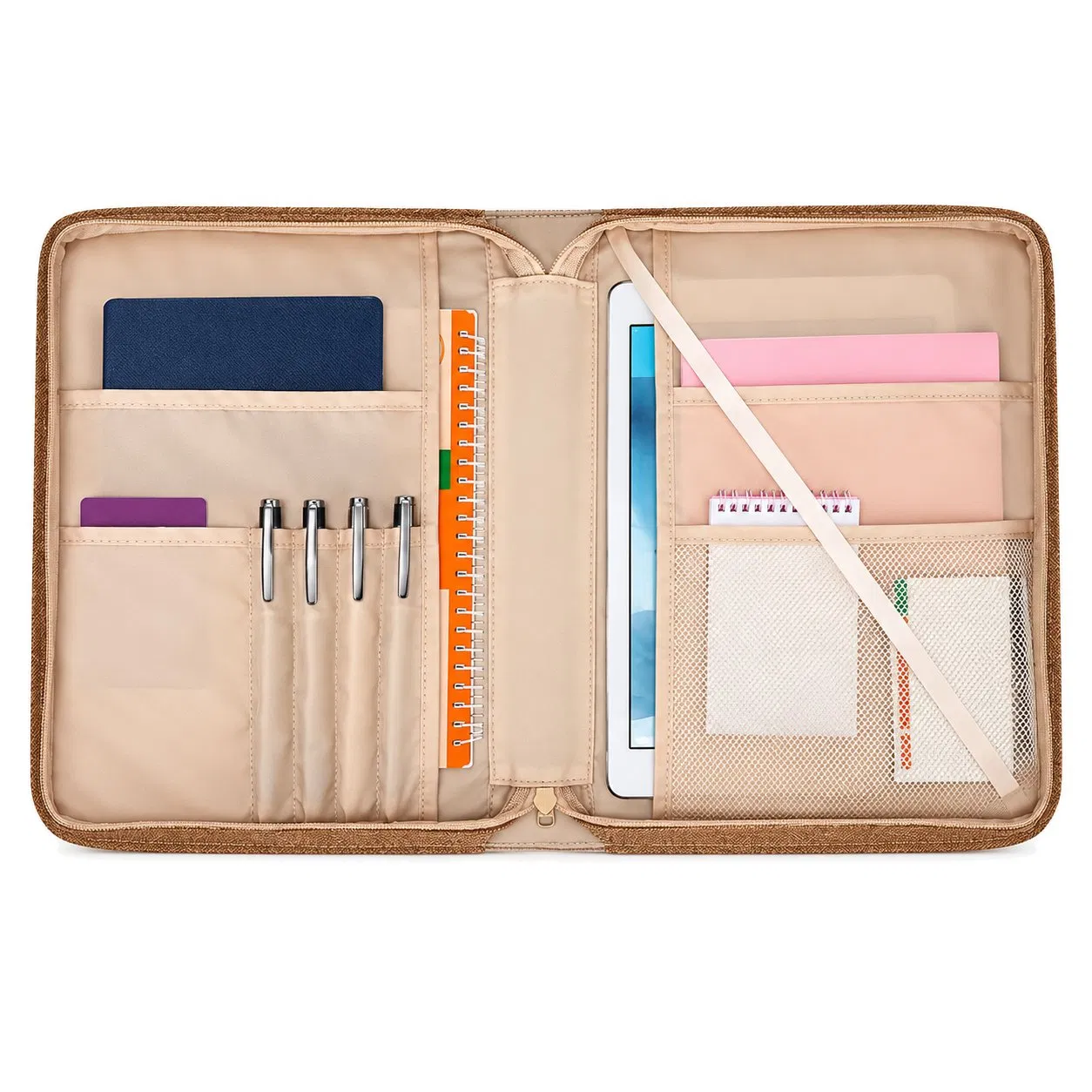 Custom PU Bible Book Storage Bag with Zipper Handle and Multiple Pockets