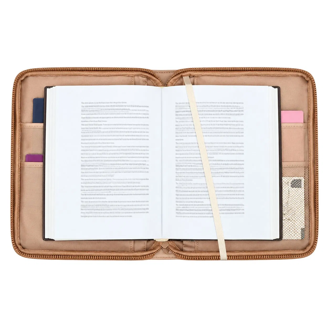 Custom PU Bible Book Storage Bag with Zipper Handle and Multiple Pockets