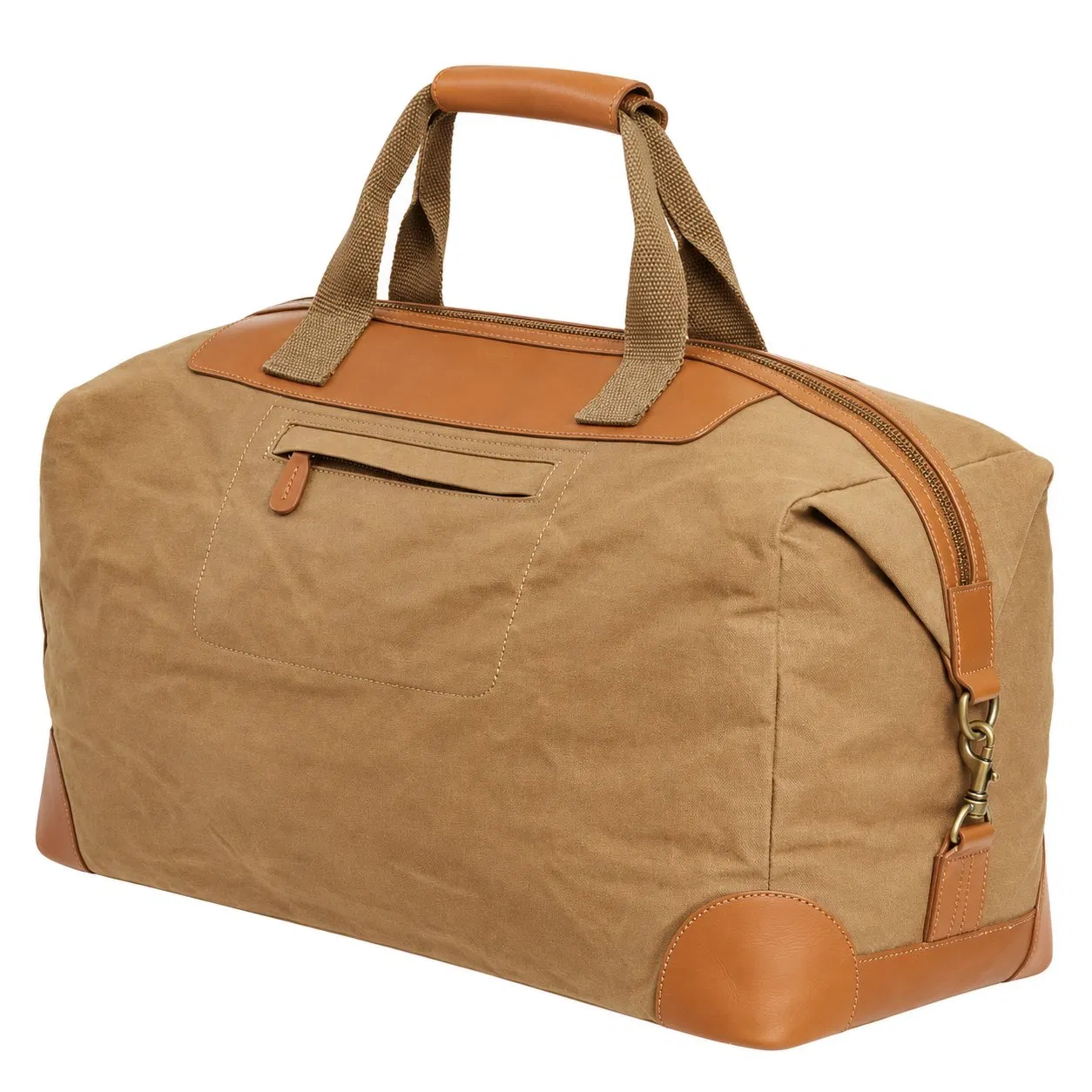 Custom Waxed Canvas Leather Travel Duffle Bag with Adjustable Strap and Pockets