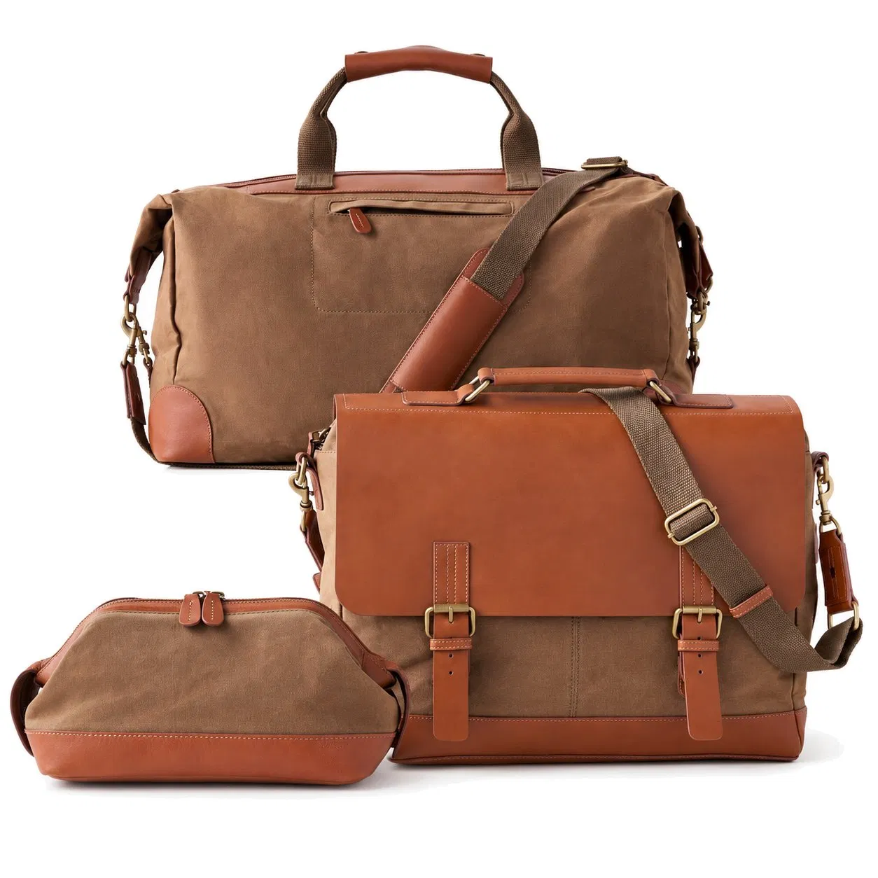 Custom Waxed Canvas Leather Travel Duffle Bag with Adjustable Strap and Pockets