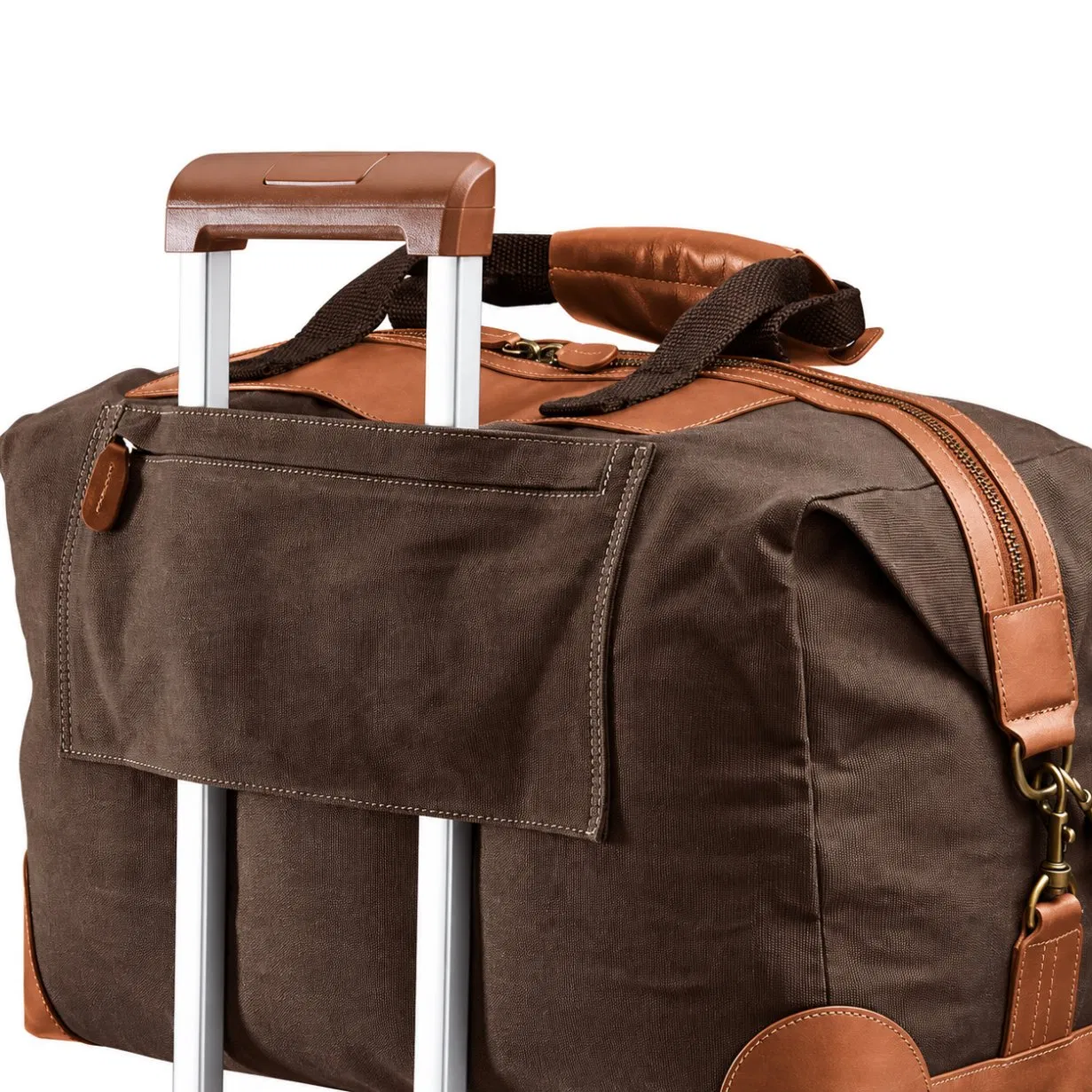 Custom Waxed Canvas Leather Weekender Duffle Bag with Removable Shoulder Strap