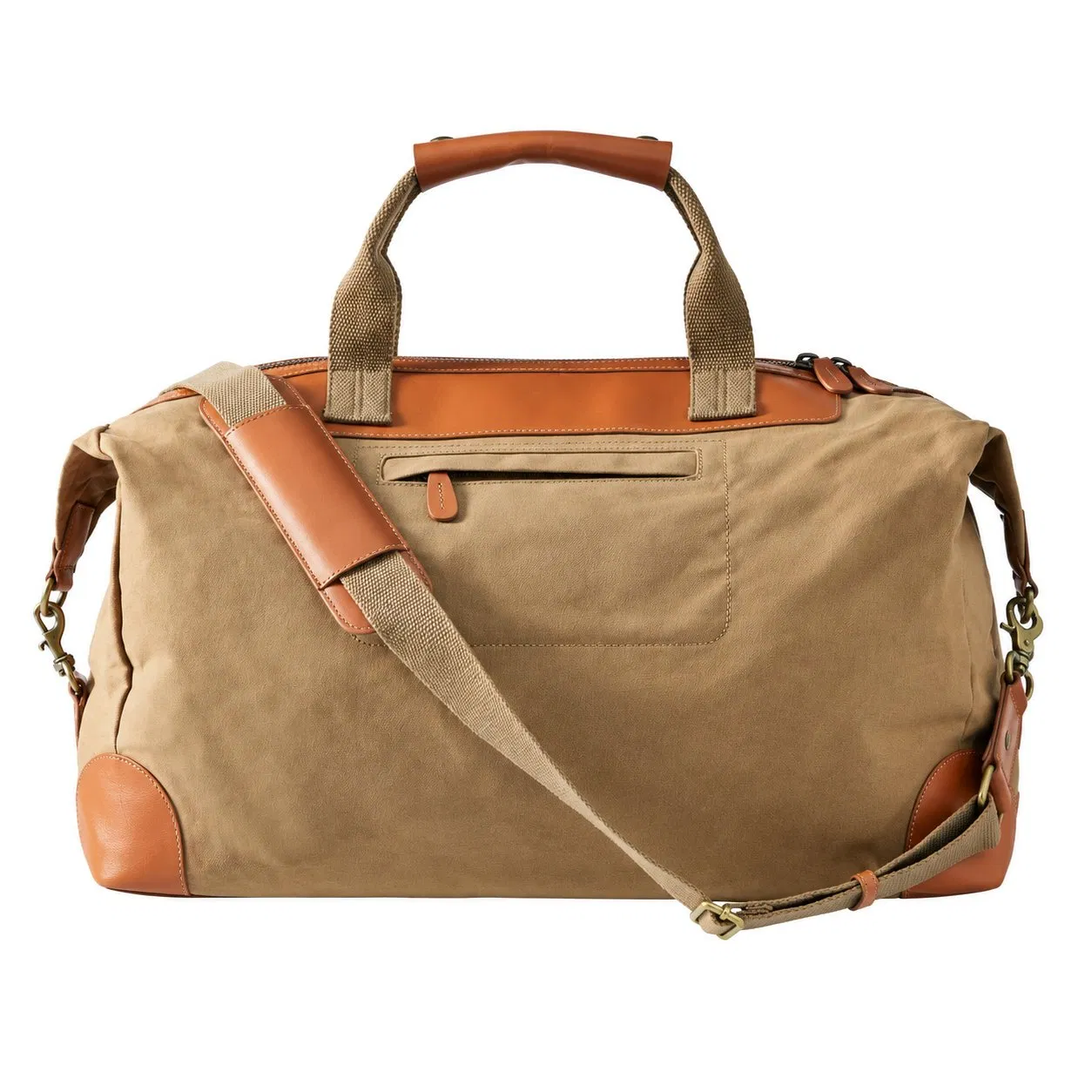 Custom Waxed Canvas Leather Weekender Duffle Bag with Removable Shoulder Strap
