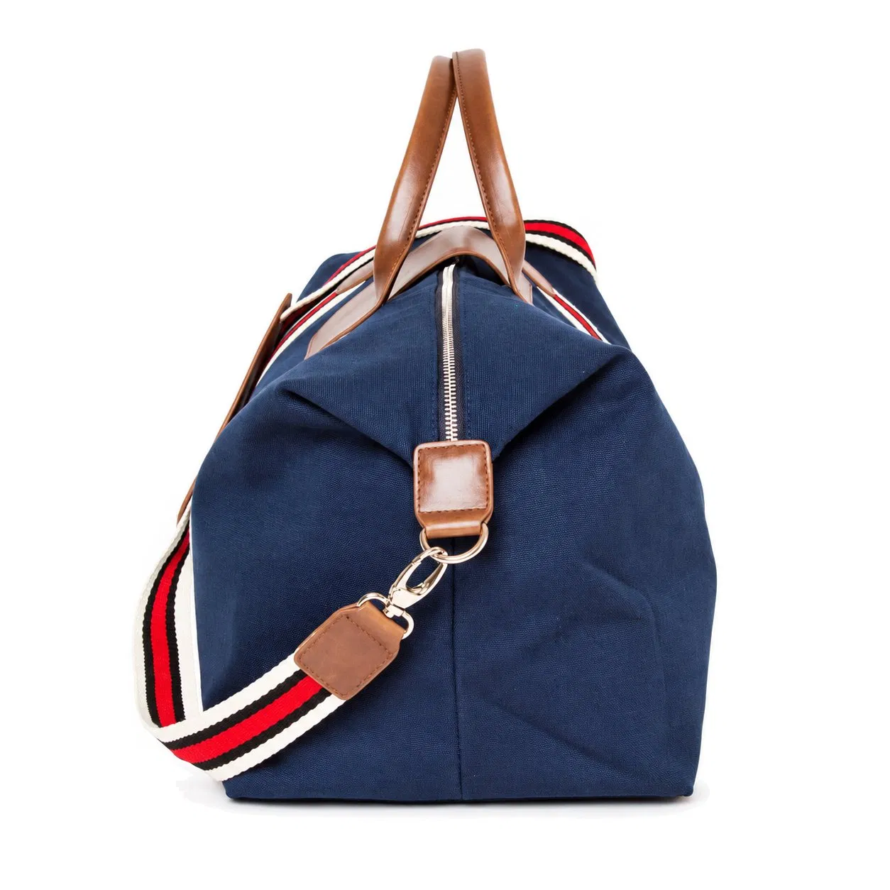 Custom Canvas Stripe Weekender Duffle Bag with Adjustable Shoulder Strap