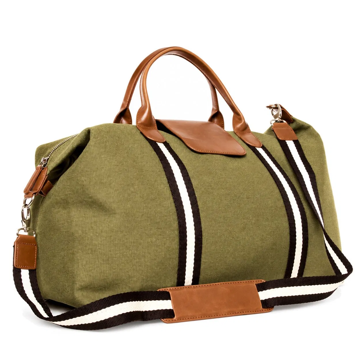Custom Canvas Stripe Weekender Duffle Bag with Adjustable Shoulder Strap