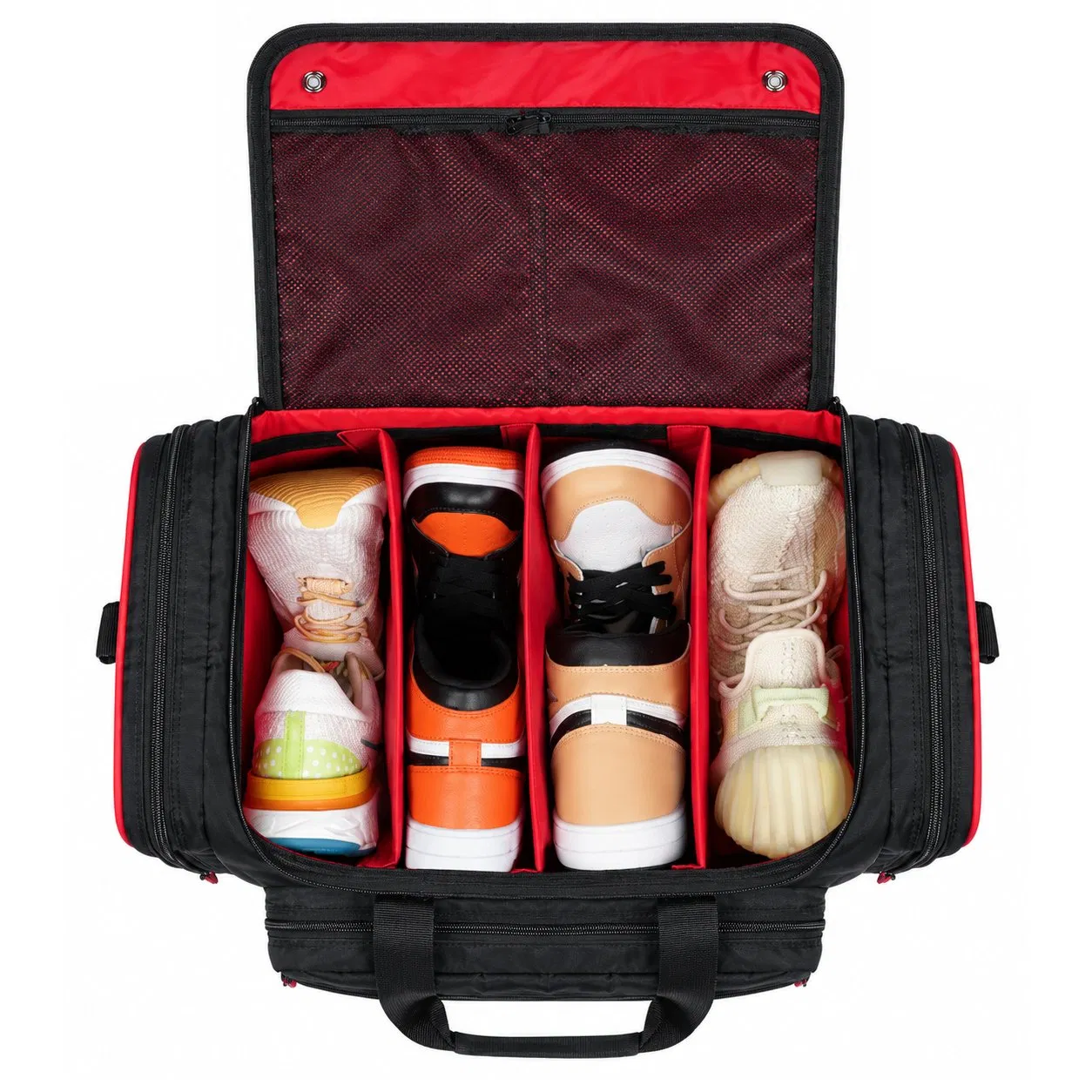 Custom Polyester Sneaker Travel Gym Duffle Bag with Adjustable Compartments