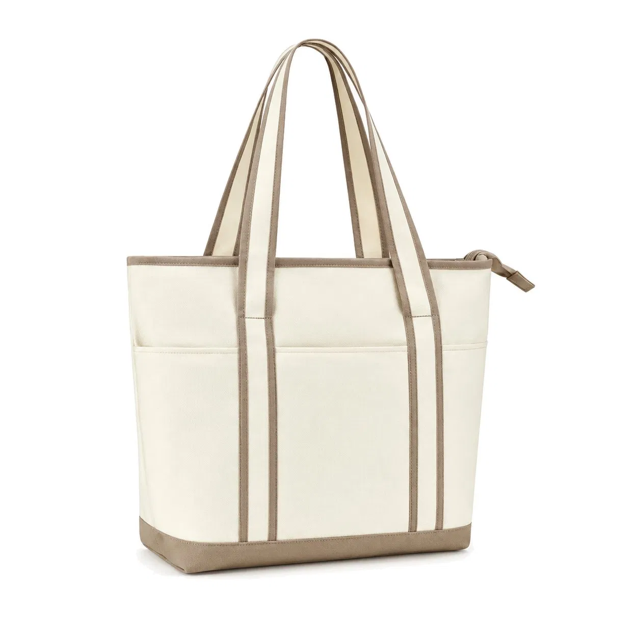 Custom Logo Canvas Women Shopping Tote Bag with Zipper for Travel and Beach