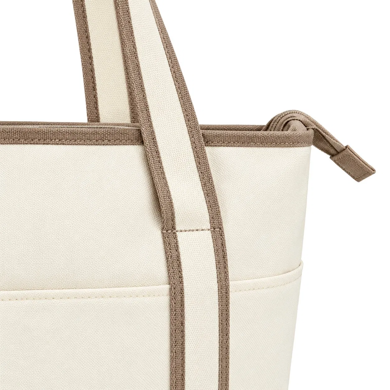 Custom Logo Canvas Women Shopping Tote Bag with Zipper for Travel and Beach