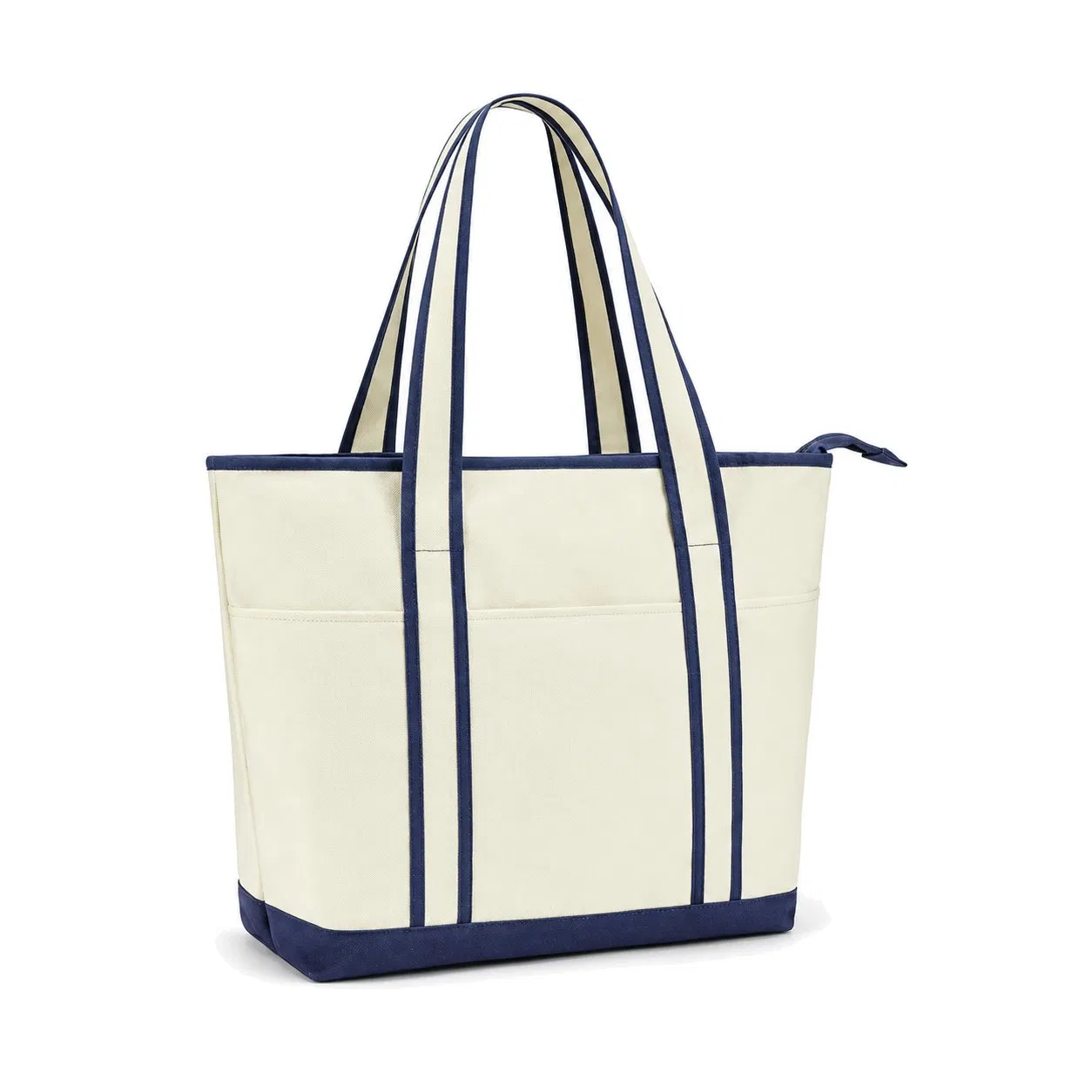 Custom Logo Canvas Women Shopping Tote Bag with Zipper for Travel and Beach