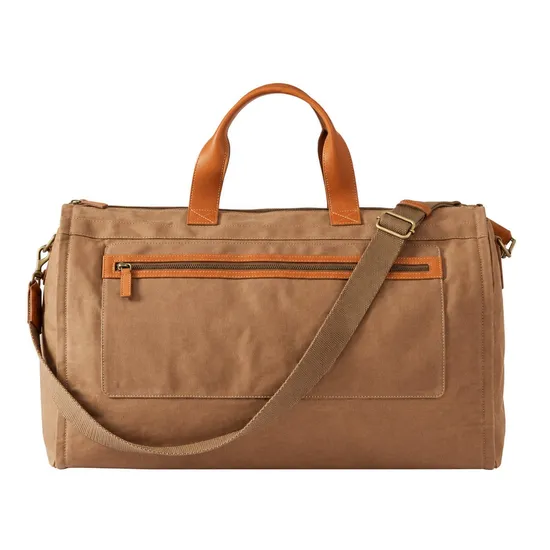 Custom Waxed Canvas Leather 2 in 1 Garment Duffle Bag for Weekend Travel