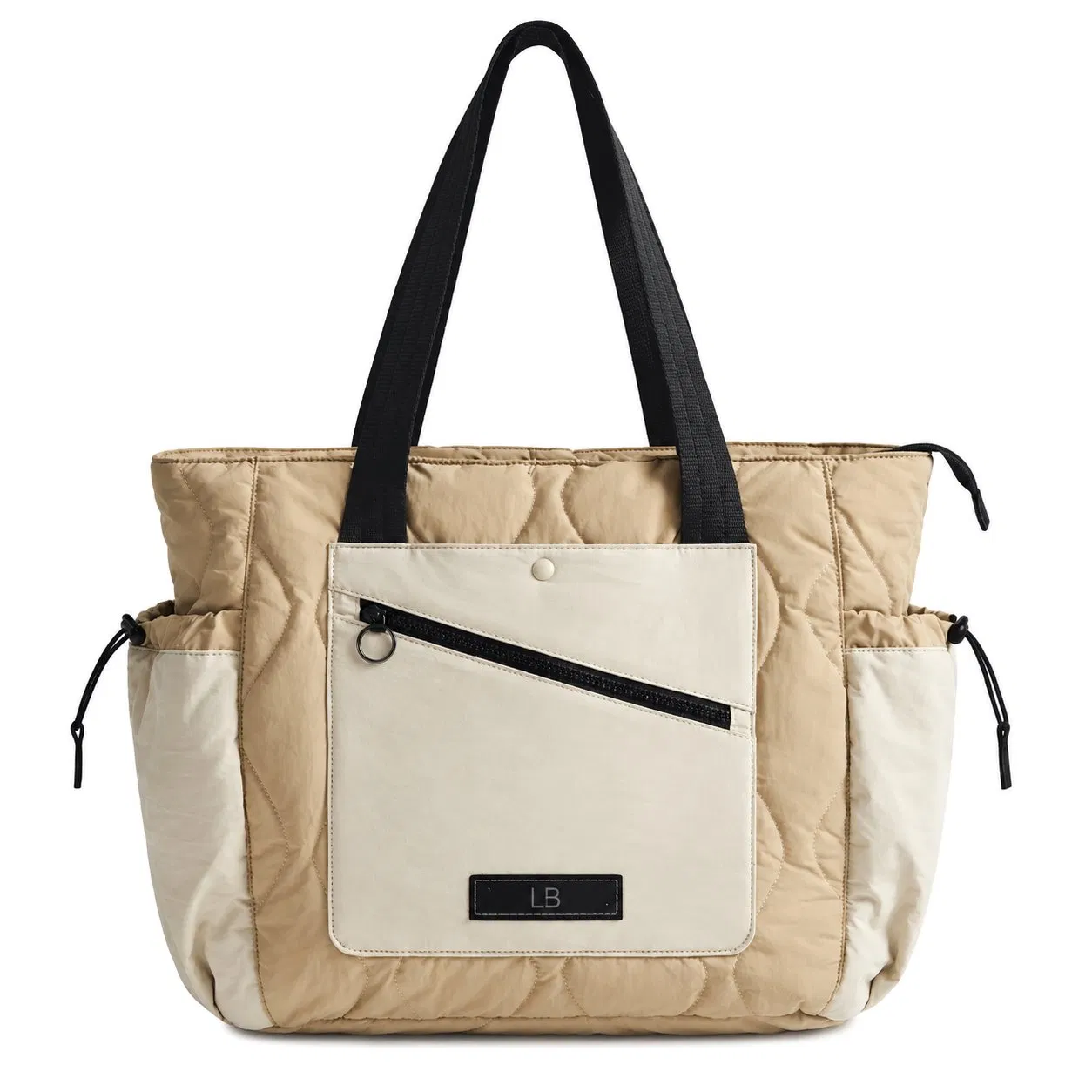 Custom Polyester Quilted Laptop Tote Bag with Zipper for Travel and Daily Use