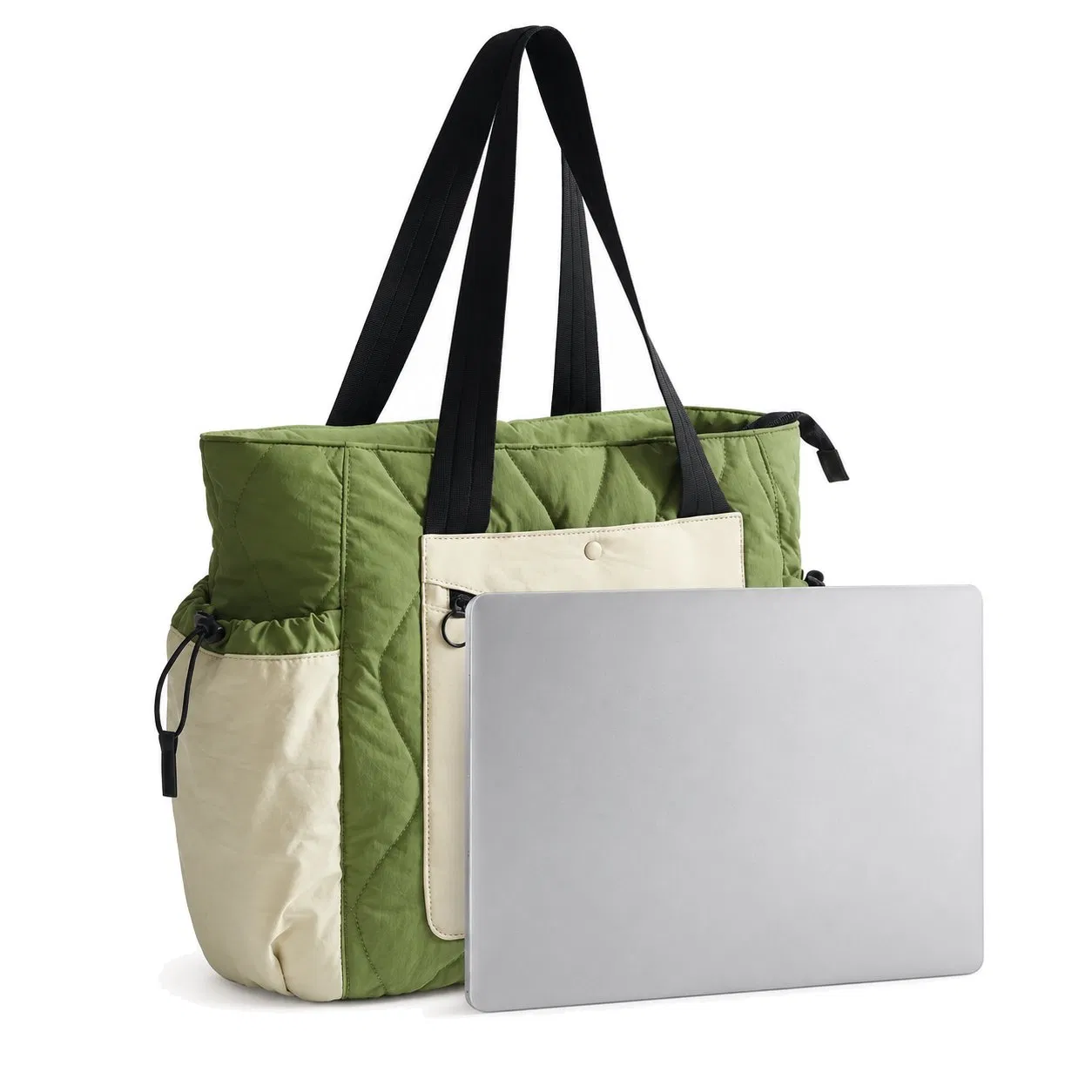 Custom Polyester Quilted Laptop Tote Bag with Zipper for Travel and Daily Use