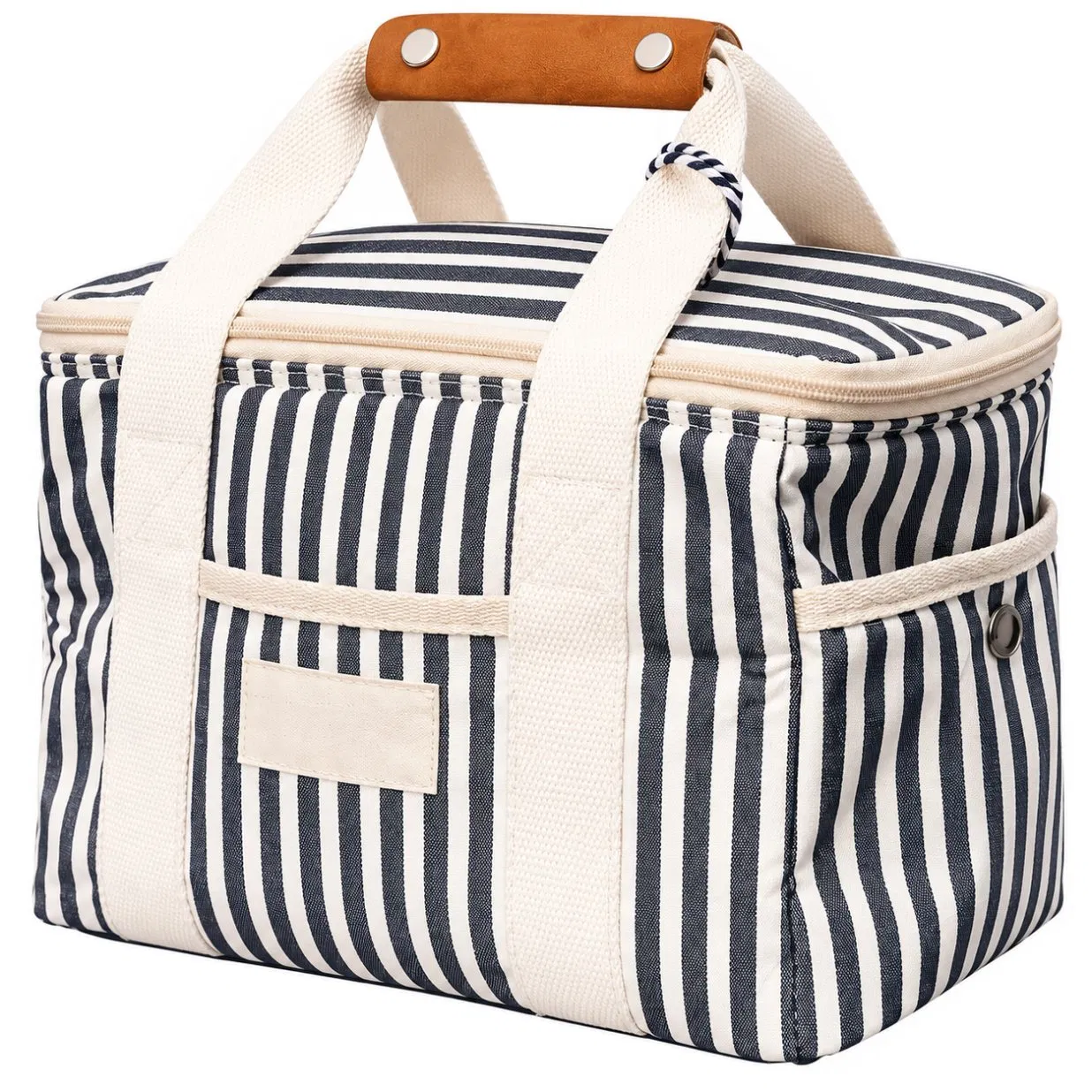 Custom Canvas Insulated Cooler Bag with Crossbody Strap for Picnic and Camping