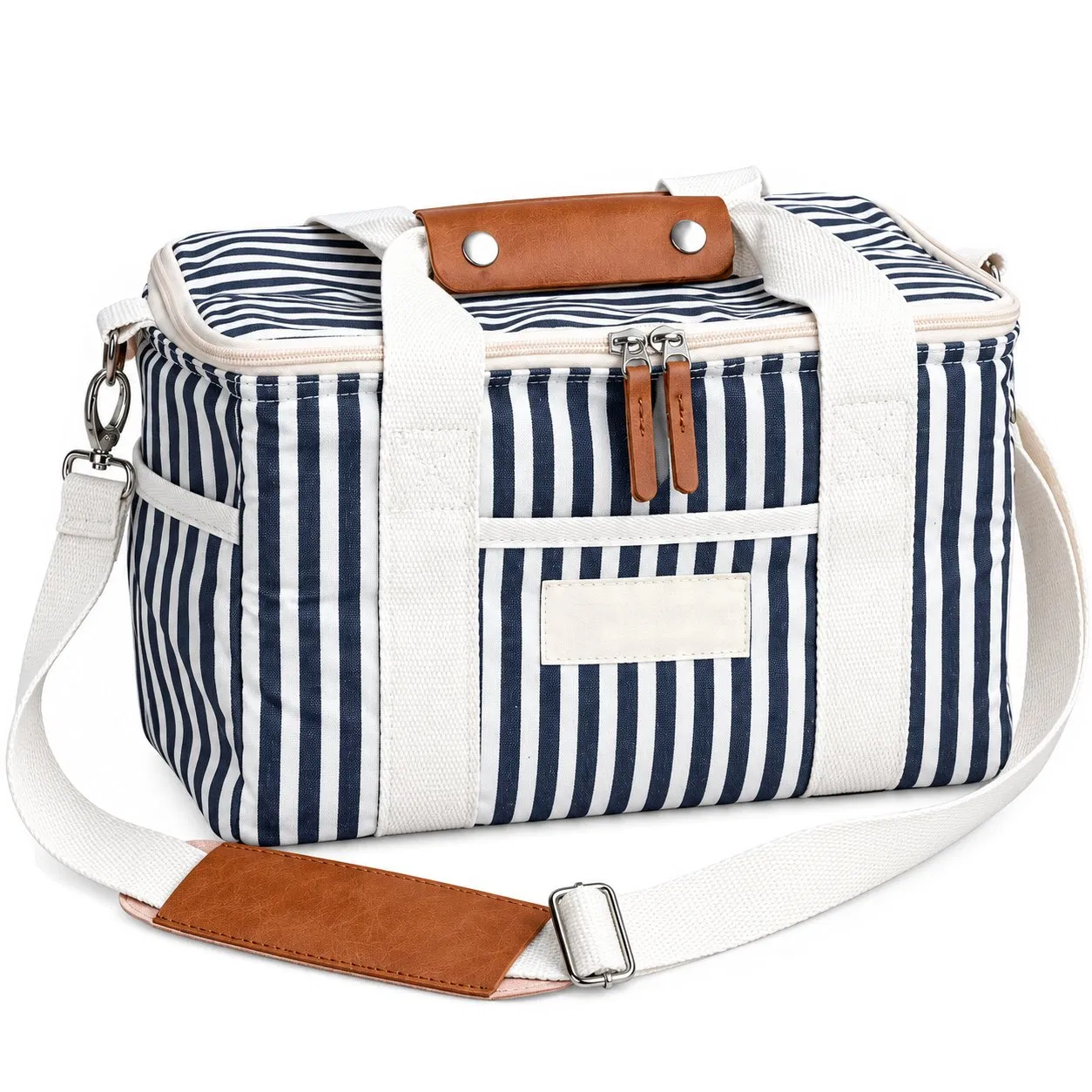 Custom Canvas Insulated Cooler Bag with Crossbody Strap for Picnic and Camping