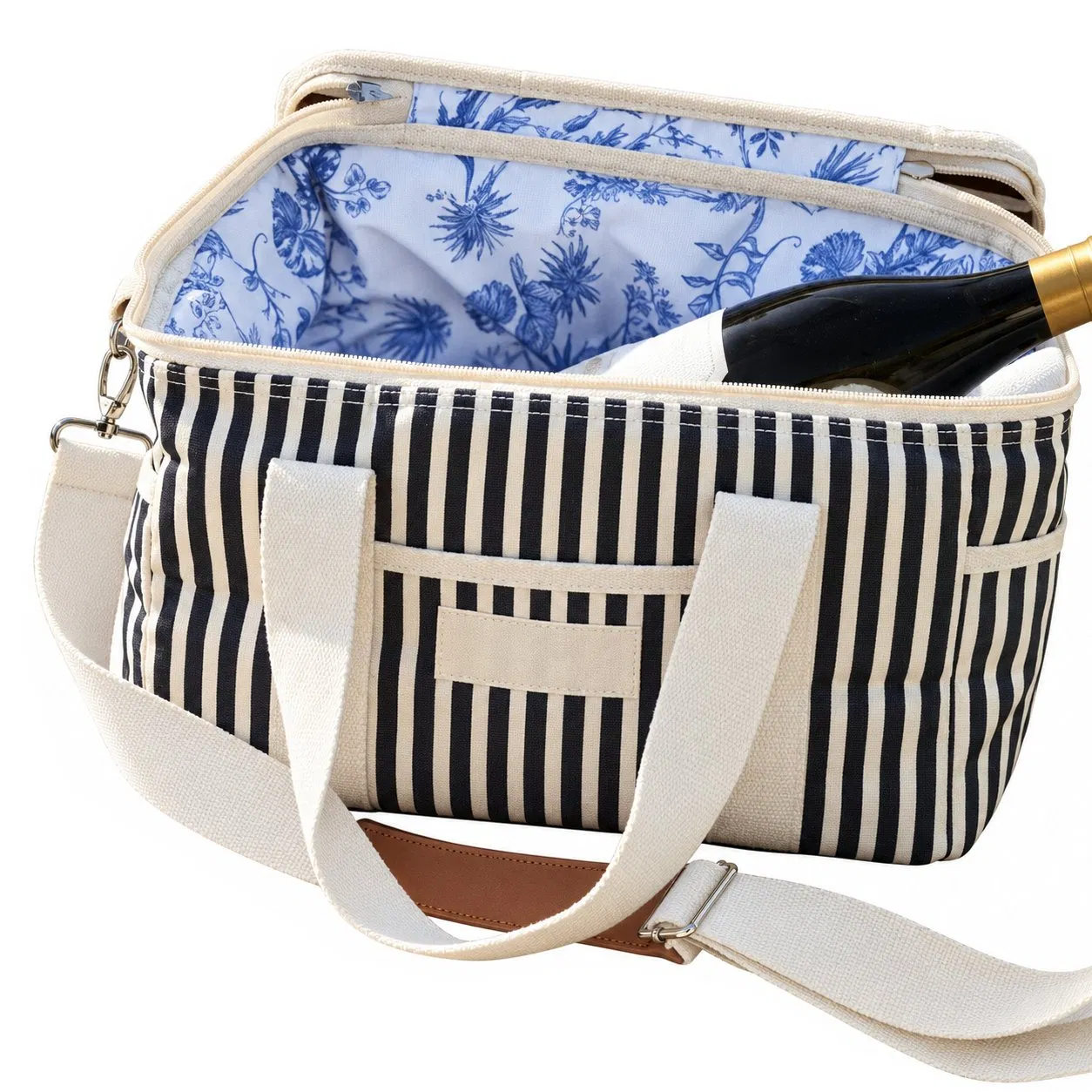 Custom Canvas Insulated Cooler Bag with Crossbody Strap for Picnic and Camping