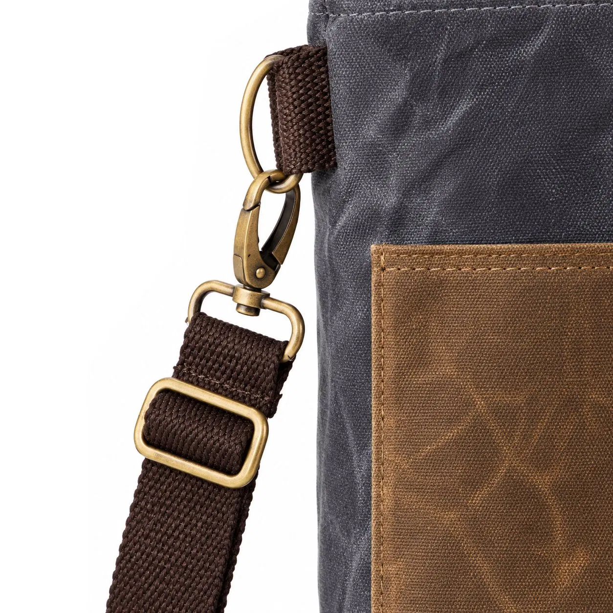 Custom Waxed Canvas Two Bottle Wine Carrier Tote with Adjustable Removable Strap