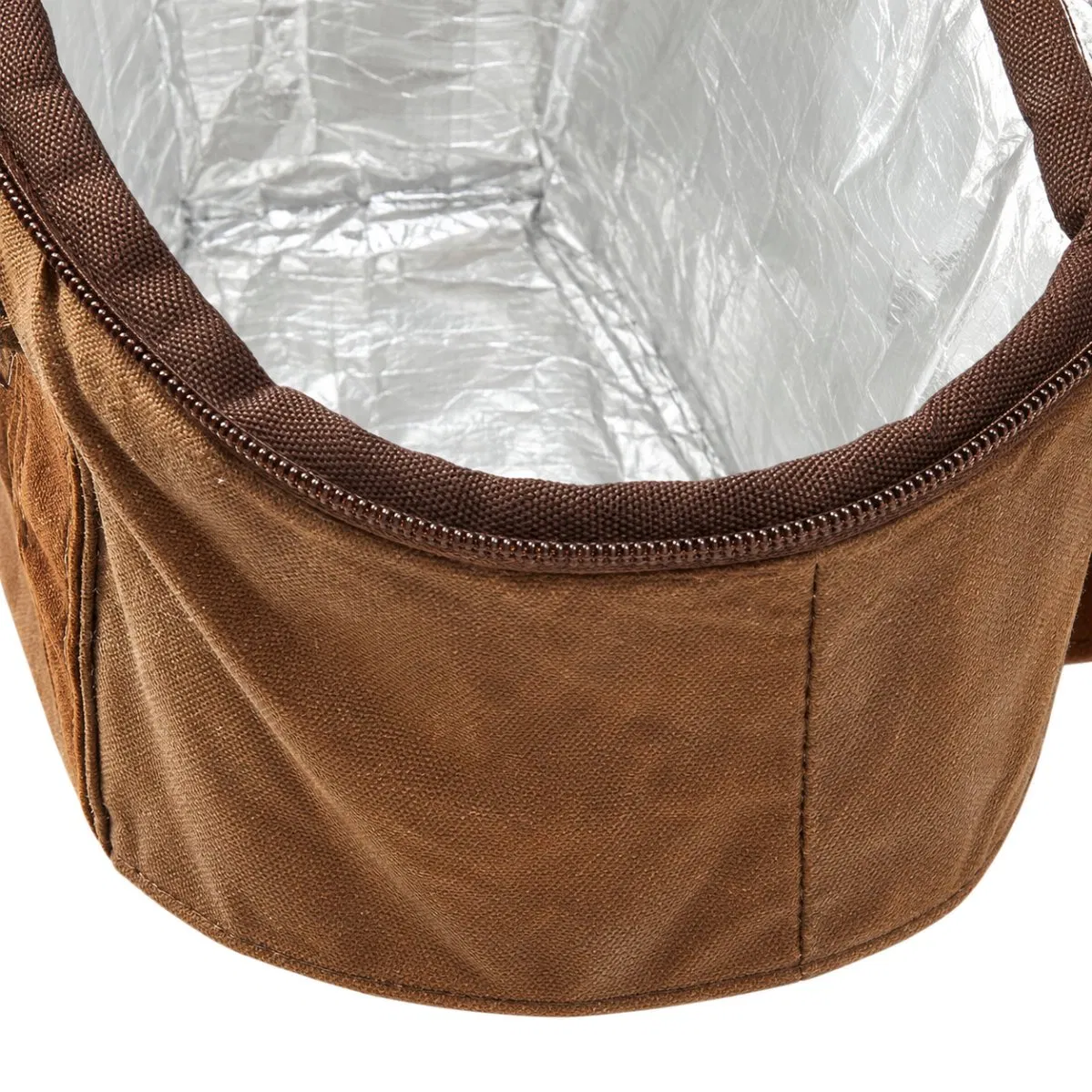 Custom Waxed Canvas Insulated Cooler Bag with Storage Pockets for Picnic and Camping