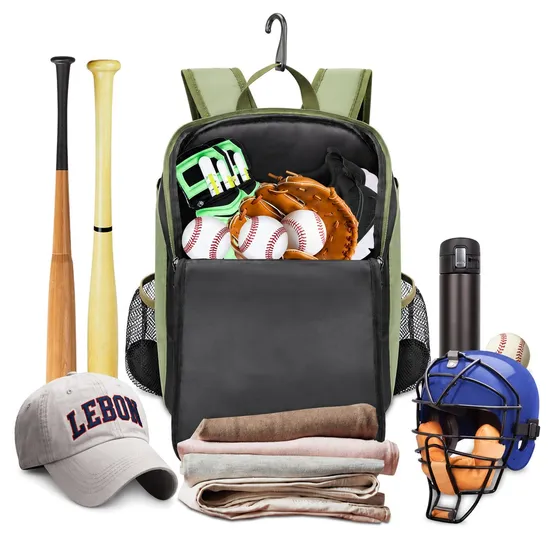 Custom Polyester Sports Equipment Backpack with Multiple Pockets for Baseball and Softball
