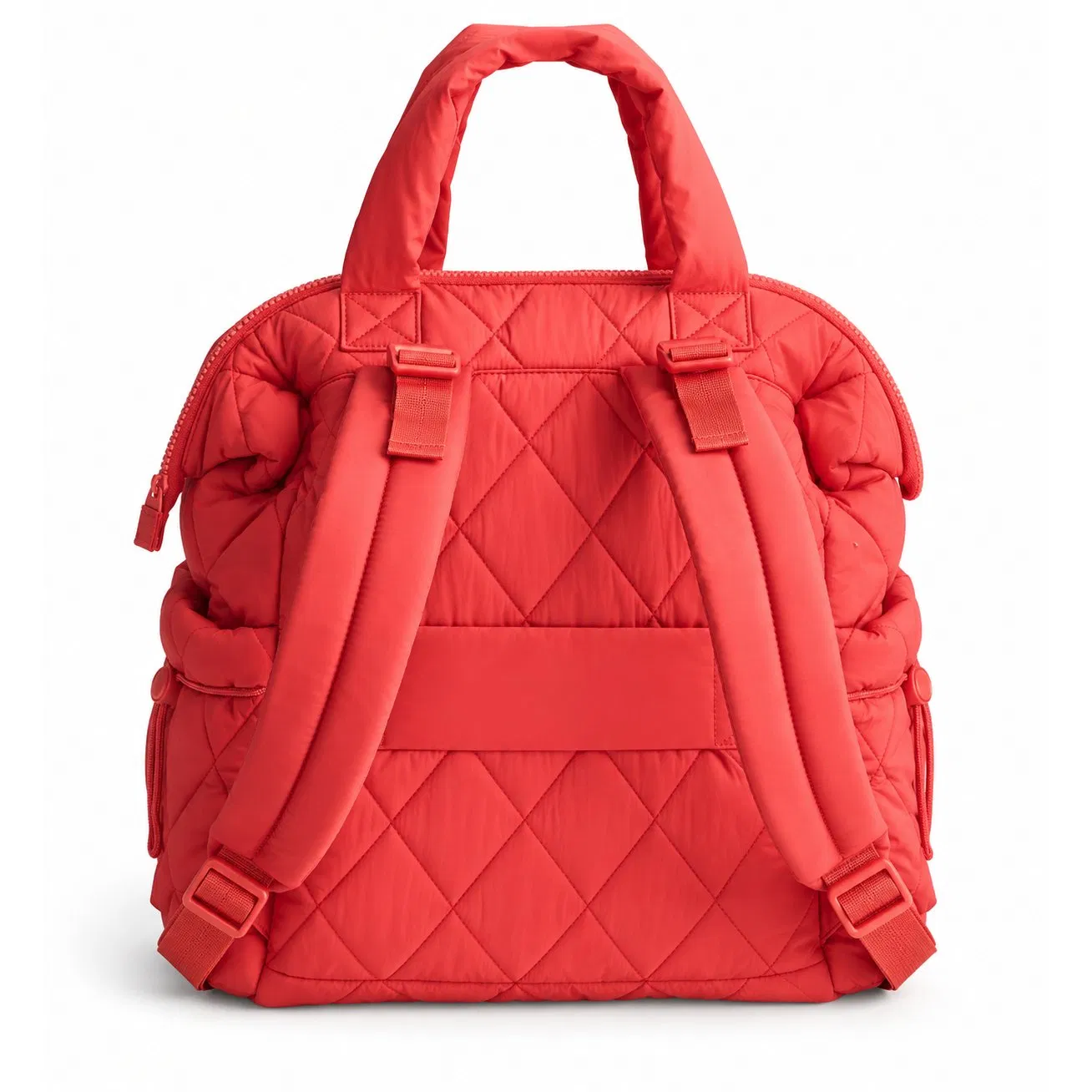 Custom Quilted Puffy Diaper Backpack with Tote Handles for Travel and Baby Essentials
