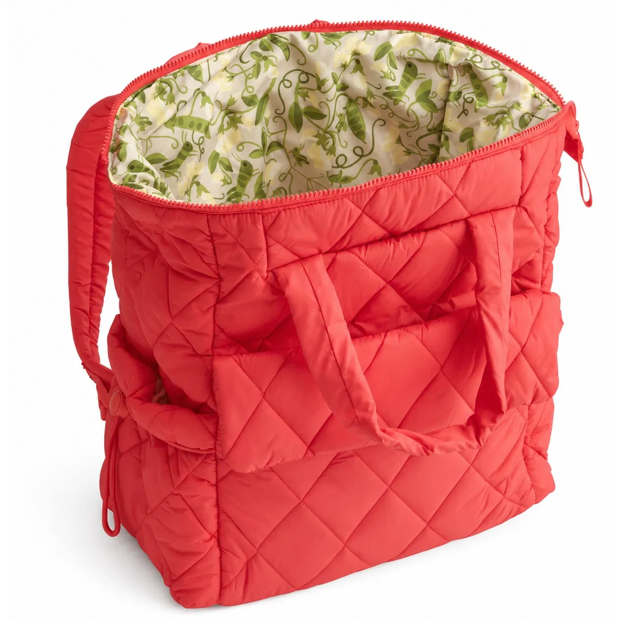 Custom Quilted Puffy Diaper Backpack with Tote Handles for Travel and Baby Essentials