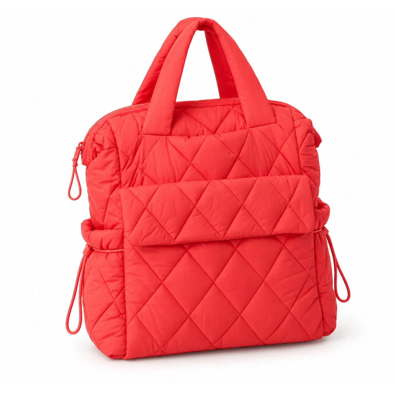 Custom Quilted Puffy Diaper Backpack with Tote Handles for Travel and Baby Essentials