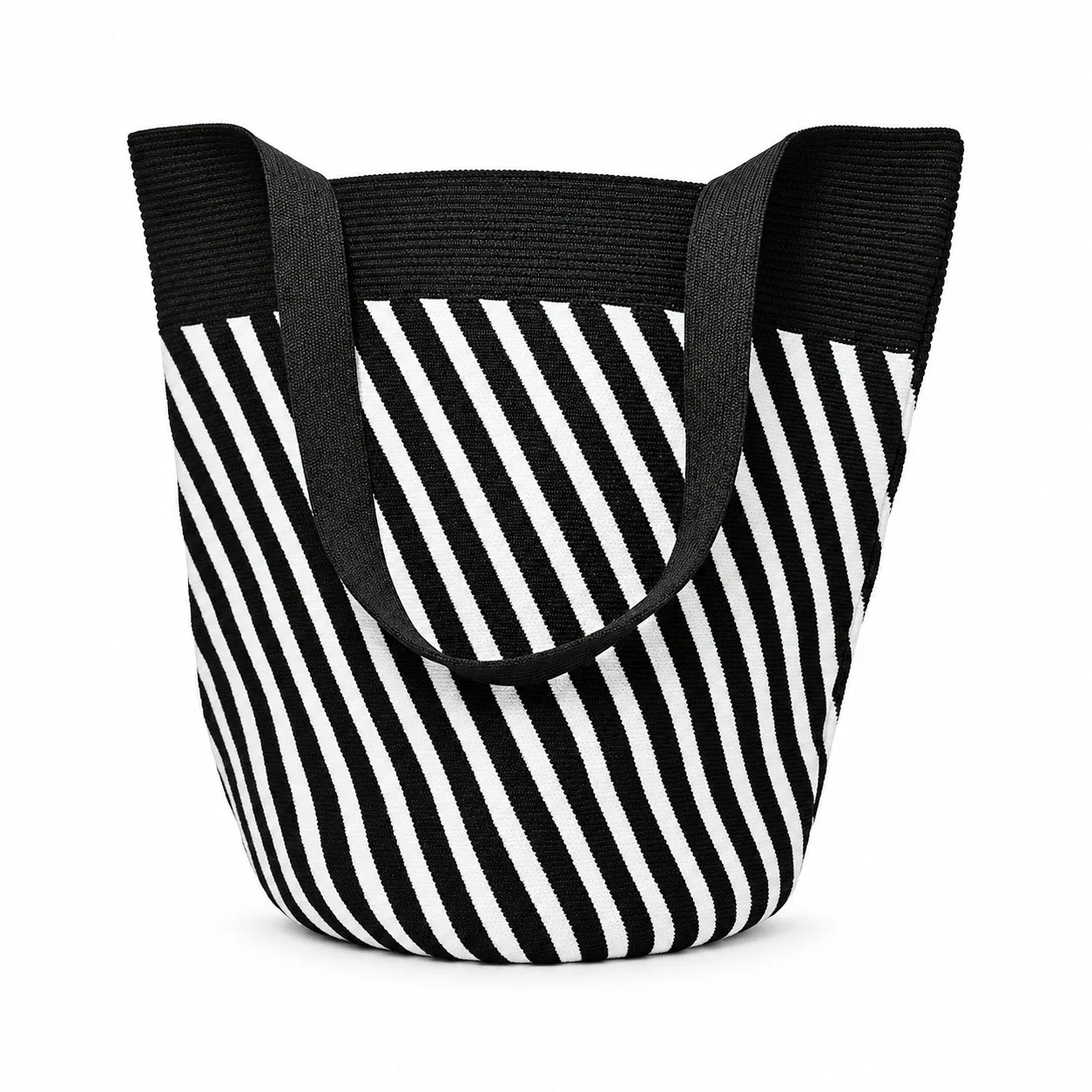Custom Knitted Women Tote Bag with Open Top and Shoulder Strap for Beach Shopping