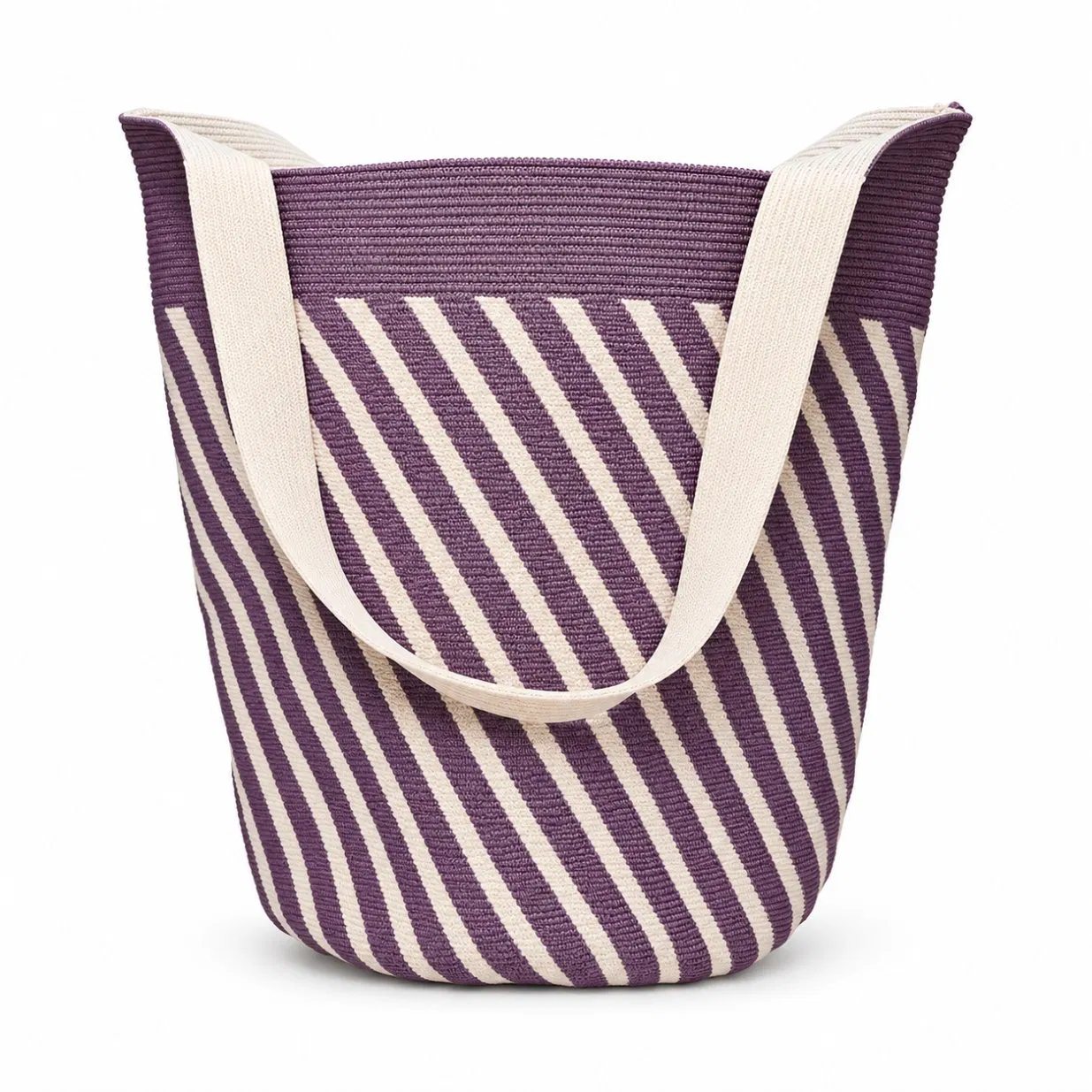 Custom Knitted Women Tote Bag with Open Top and Shoulder Strap for Beach Shopping