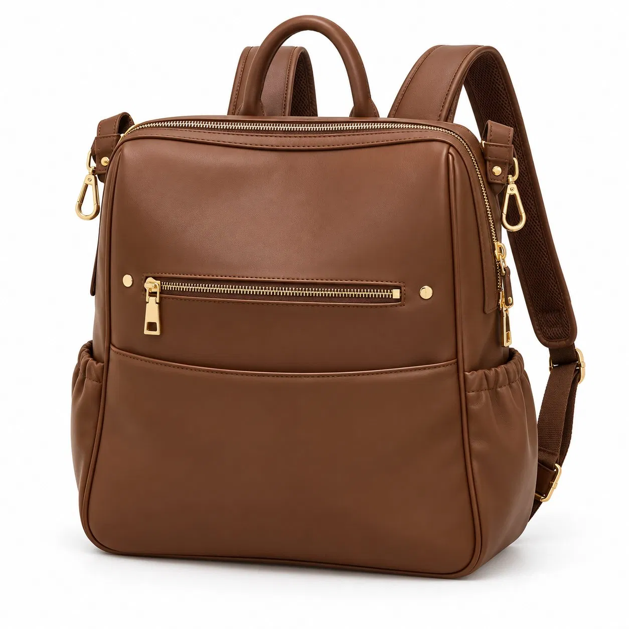 Custom Microfiber Vegan Leather Diaper Backpack with Zipper for Daily Use and Travel